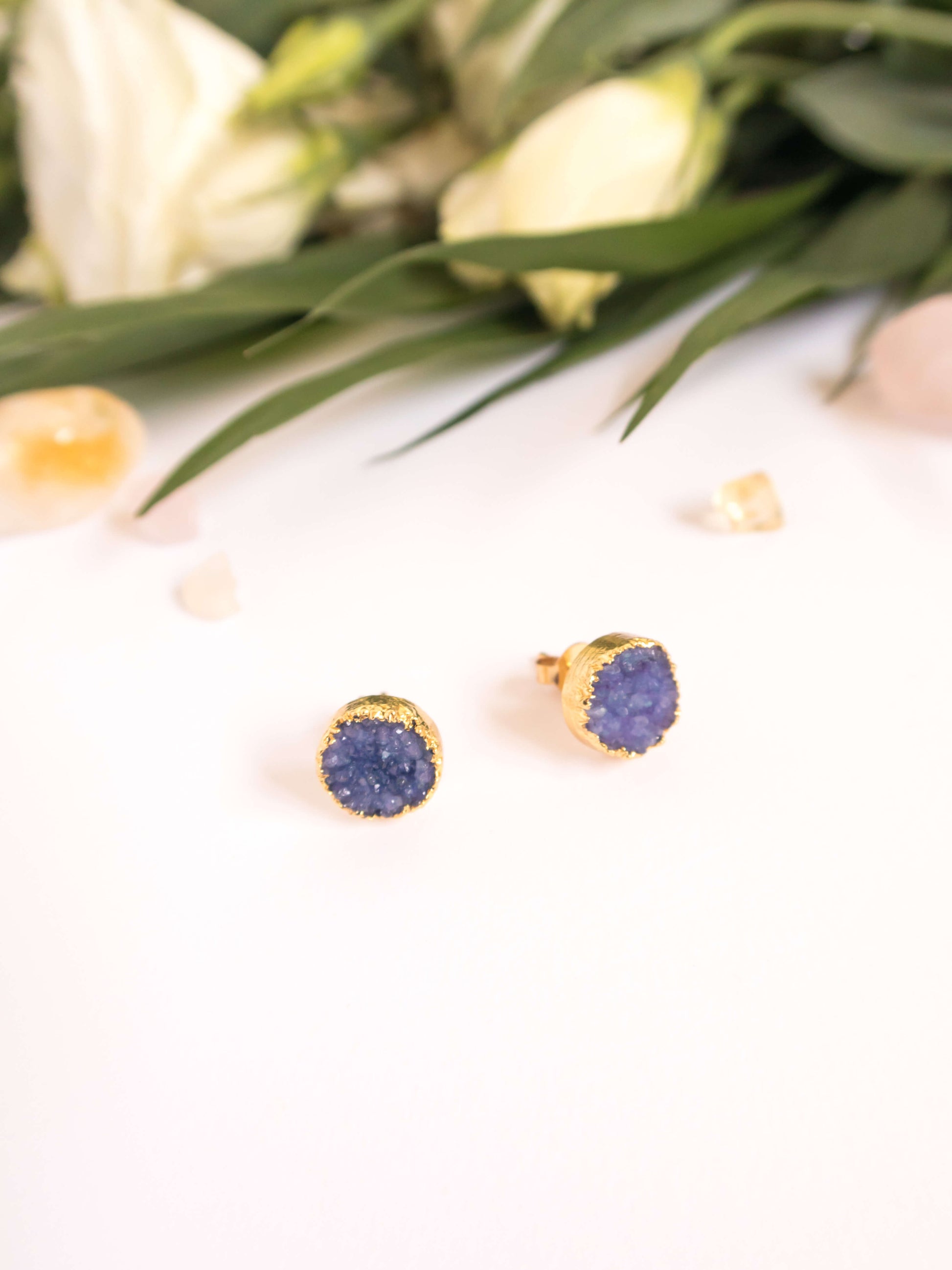 Cercei mici mov Love and Stars Jewels