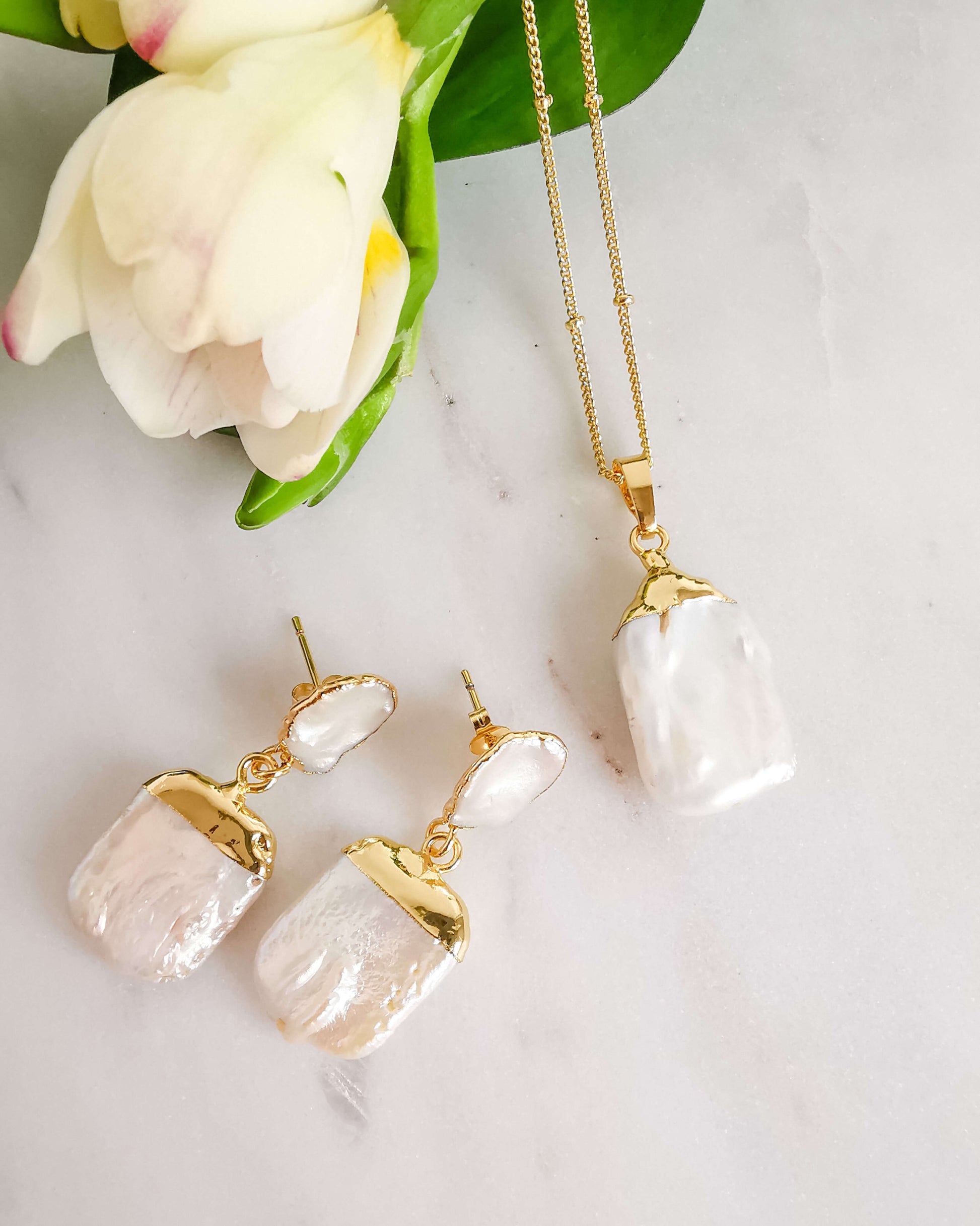 set de bijuterii perle naturale cadou de martisor love and stars jewels