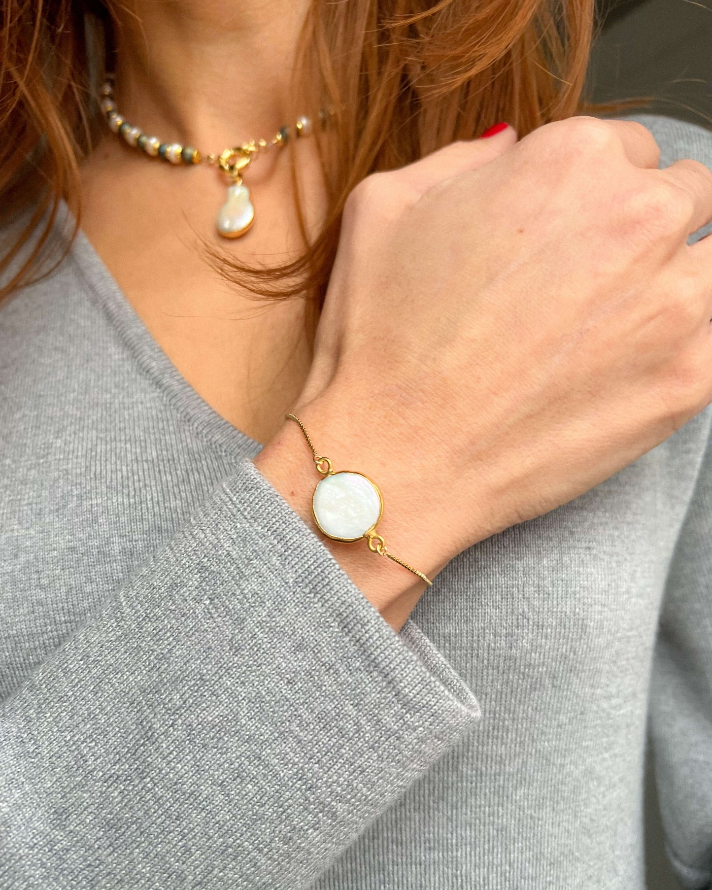 cadou de craciun bratara cu perla naturala Love and Stars Jewels