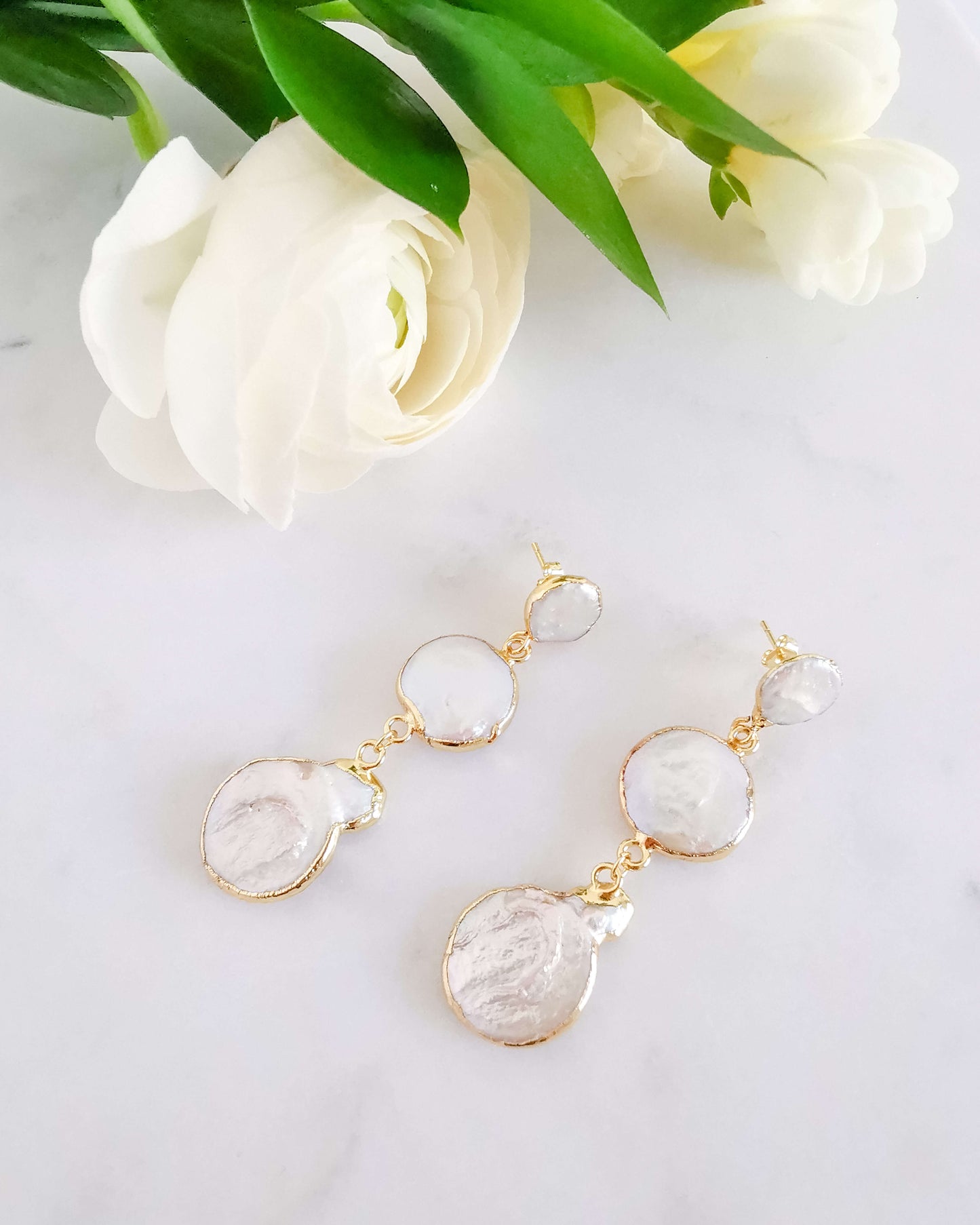 Cercei foarte usori din perle naturale Love and Stars Jewels