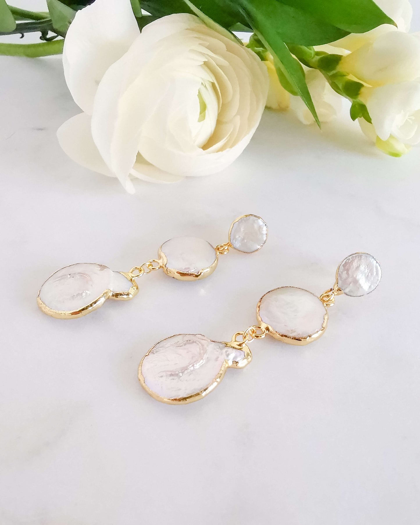 Cercei foarte usori din perle naturale Love and Stars Jewels