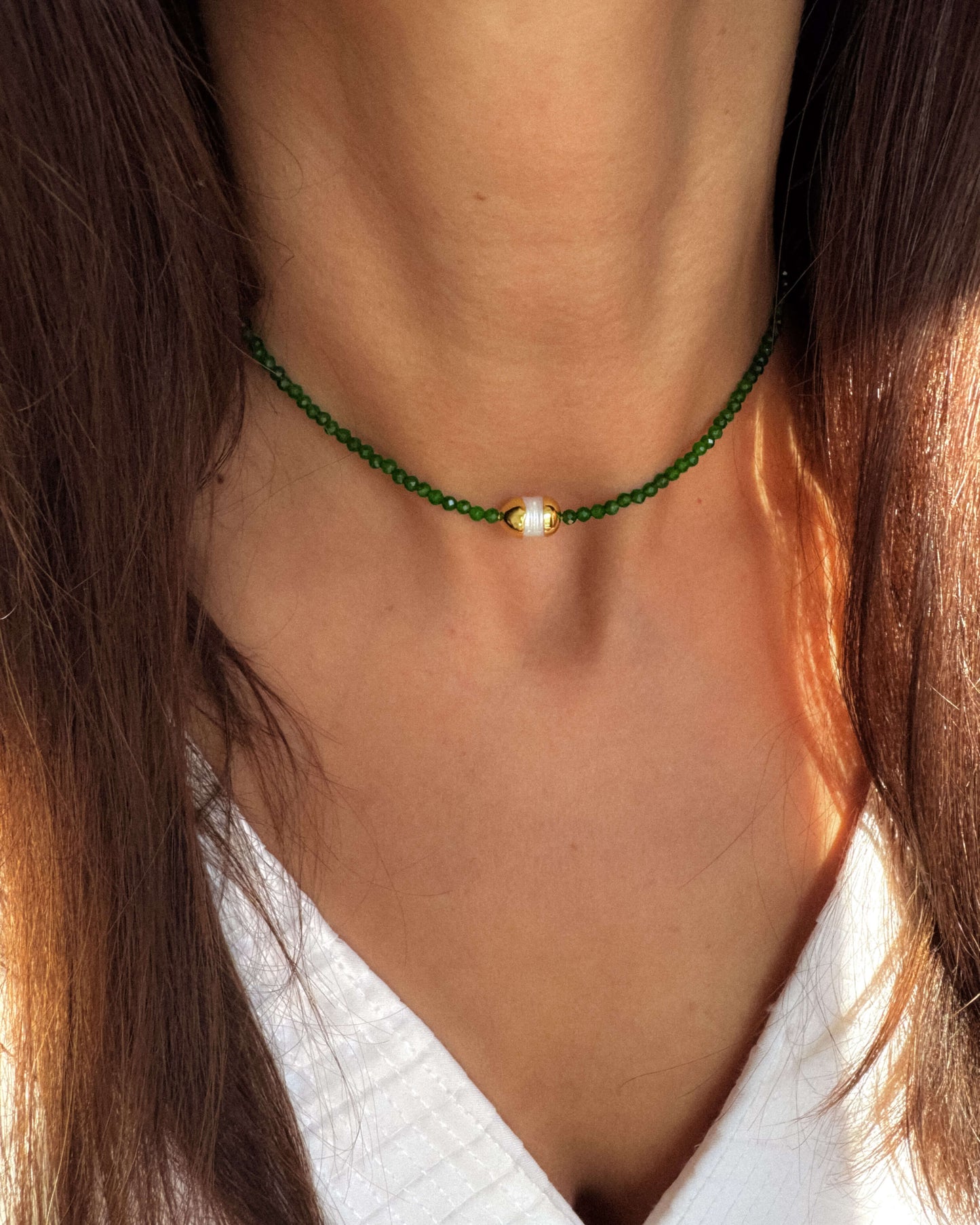 Colier verde cu perla naturala Love and Stars Jewels