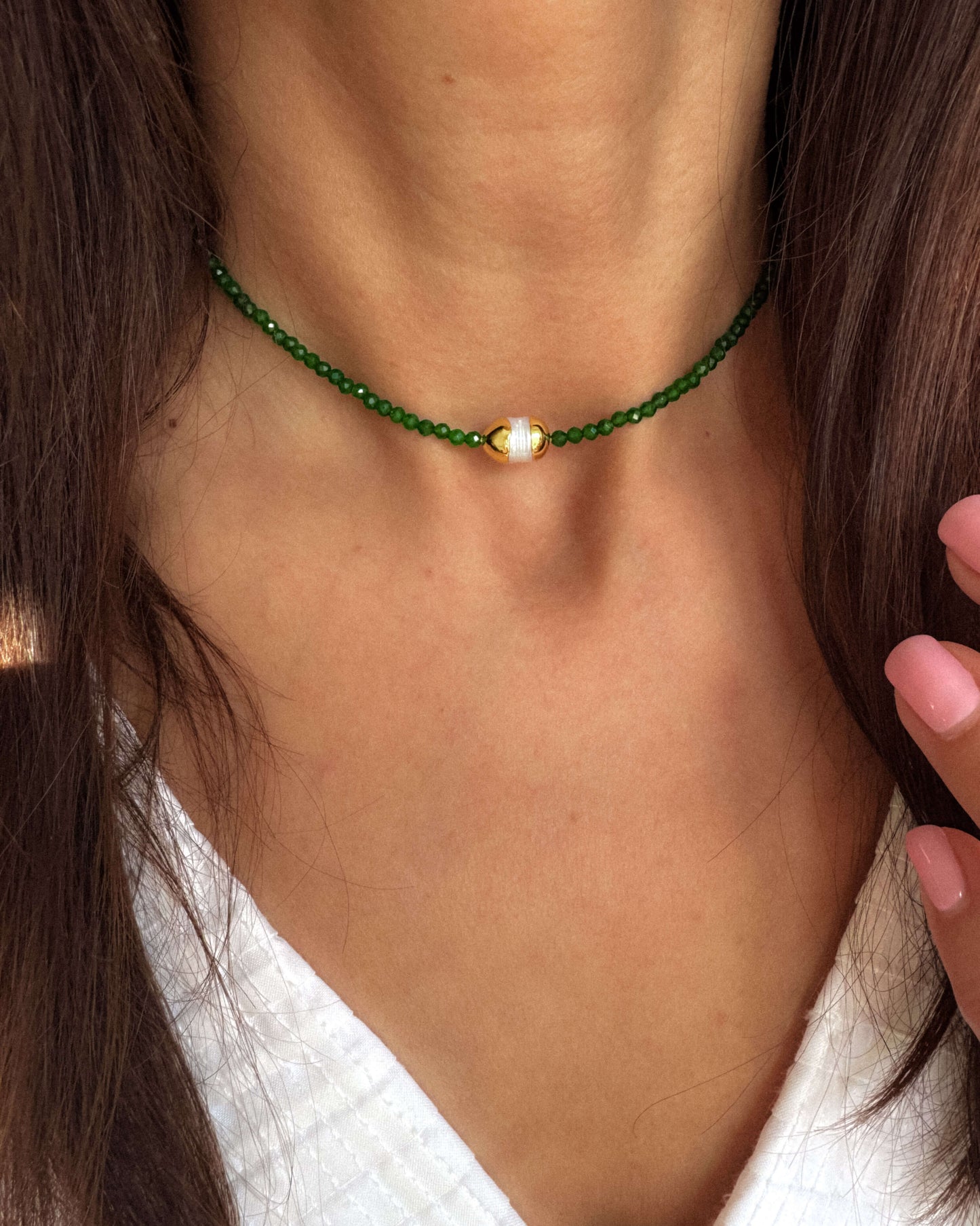 Colier verde cu perla naturala Love and Stars Jewels