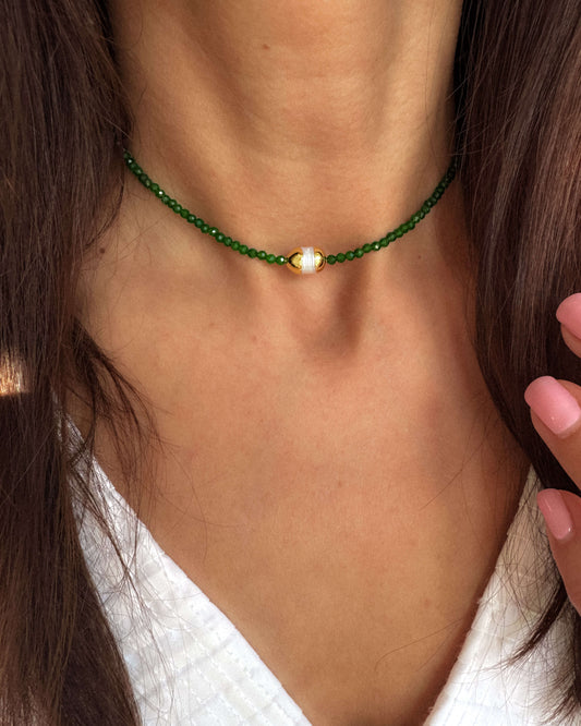 Colier verde cu perla naturala Love and Stars Jewels
