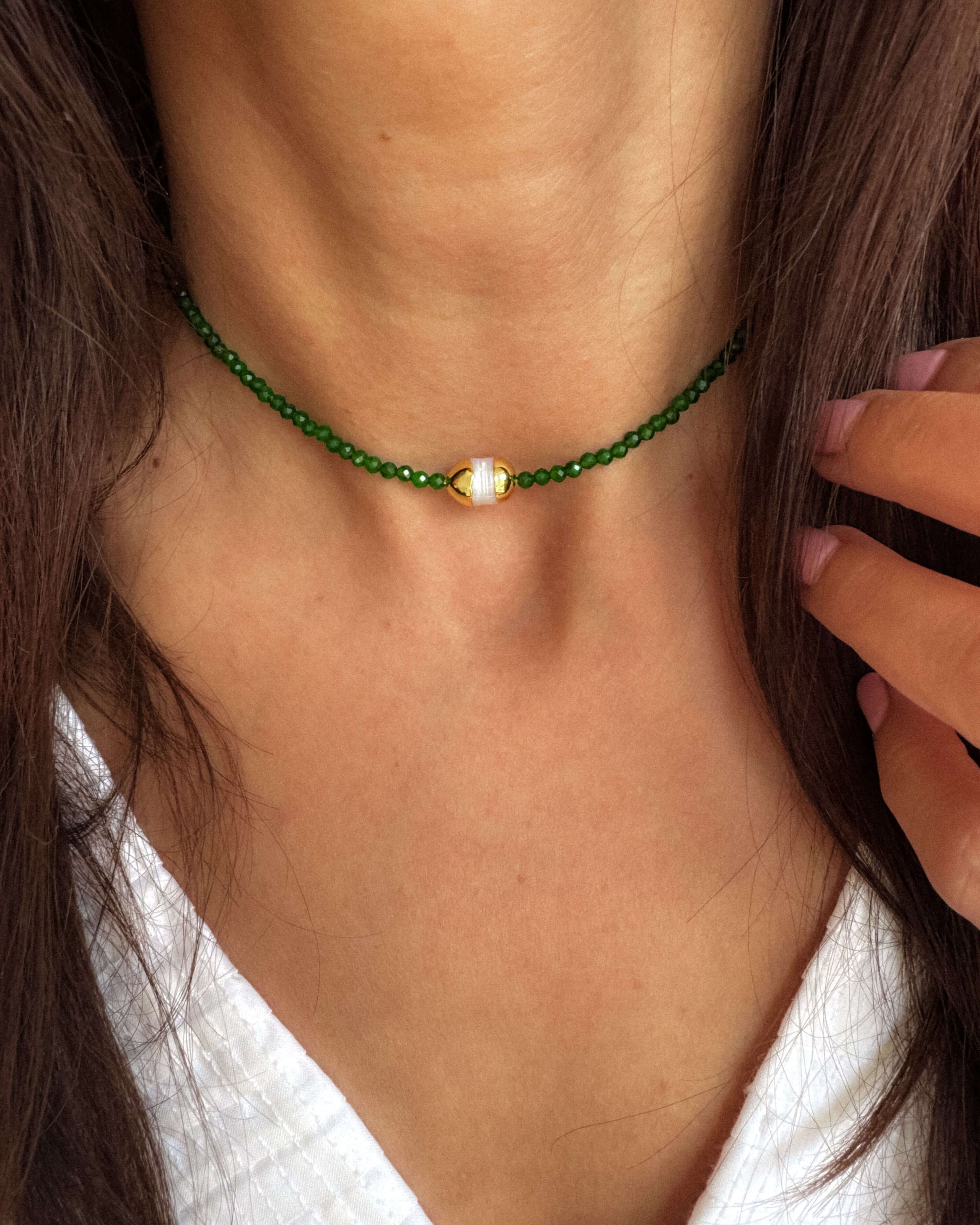 Colier verde cu perla naturala Love and Stars Jewels