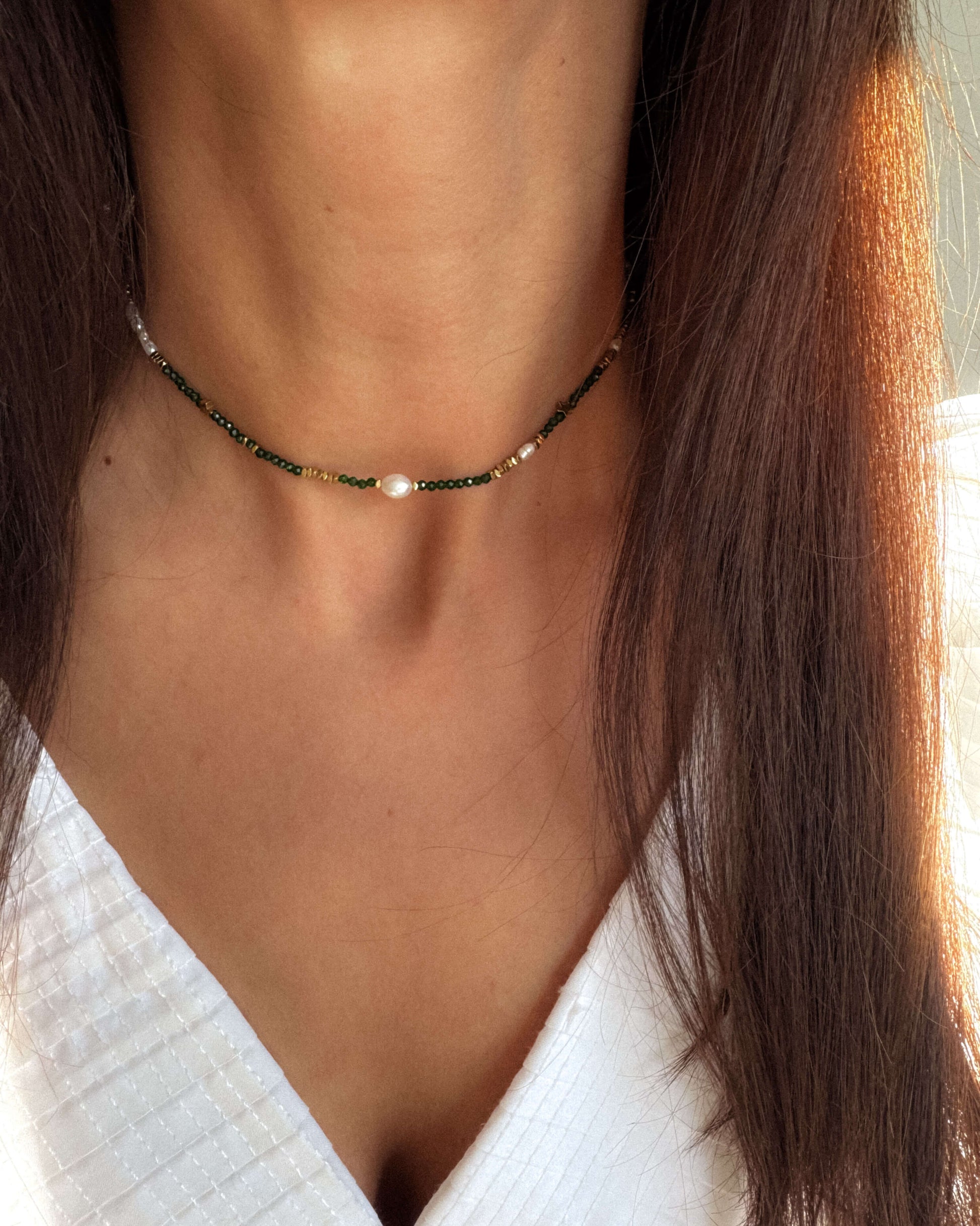 Colier pietricele mici verzi Love and Stars Jewels