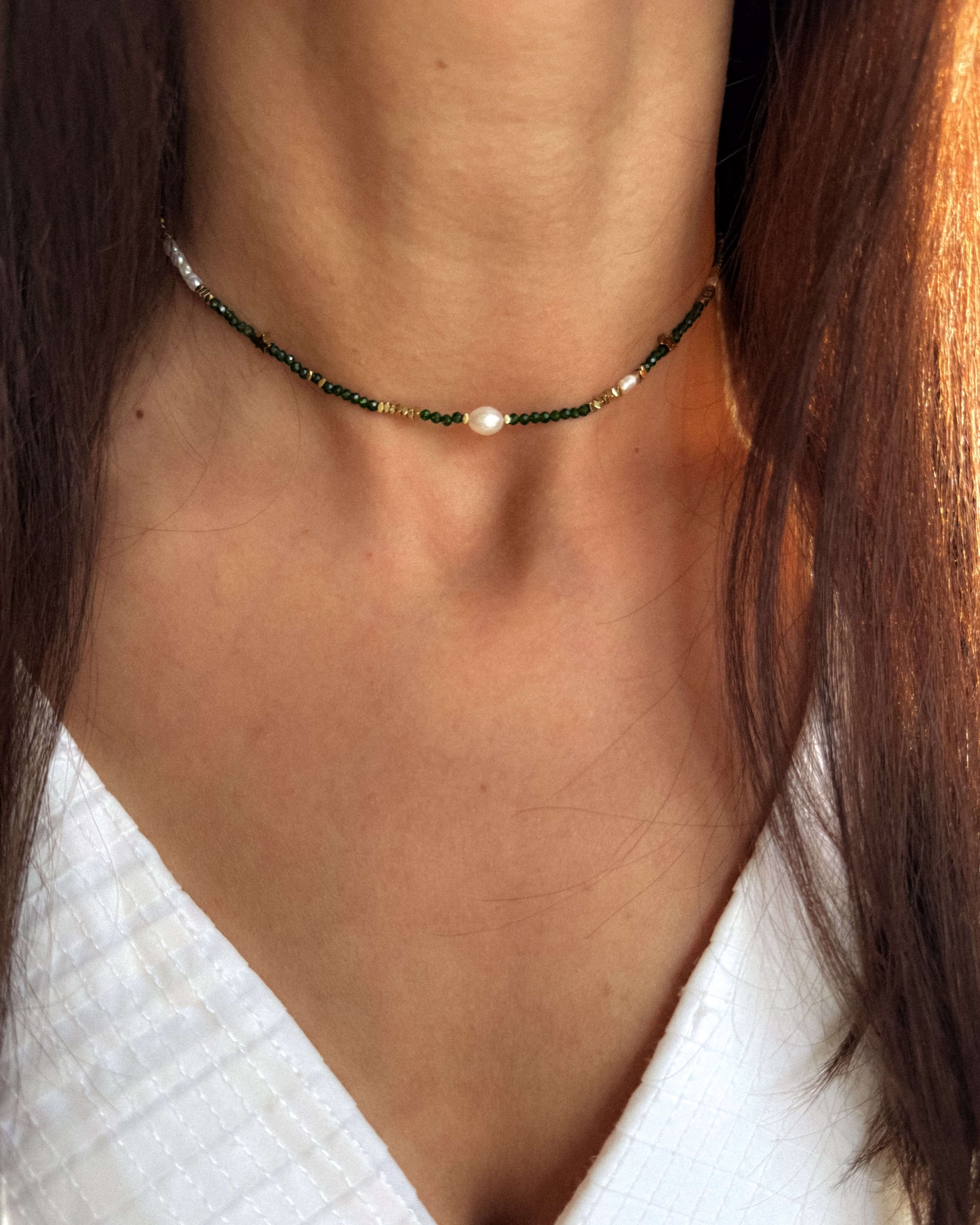 Colier pietricele mici verzi Love and Stars Jewels