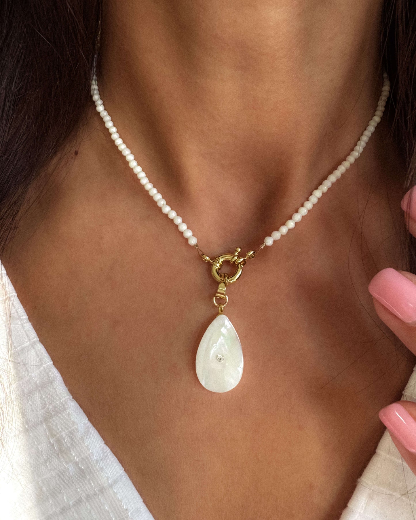 Colier alb colier pentru vara Love and Stars jewels