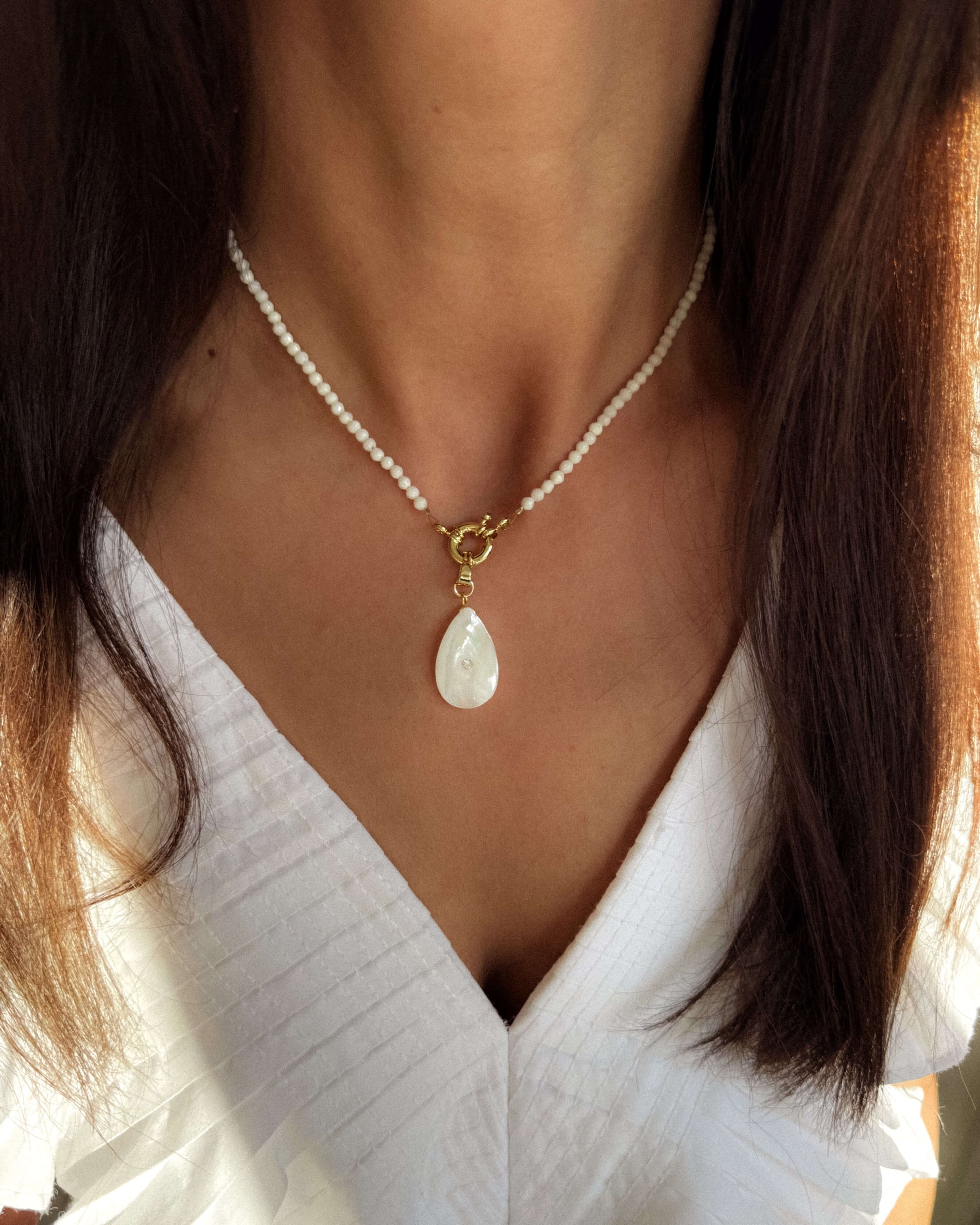 Colier alb colier pentru vara Love and Stars jewels
