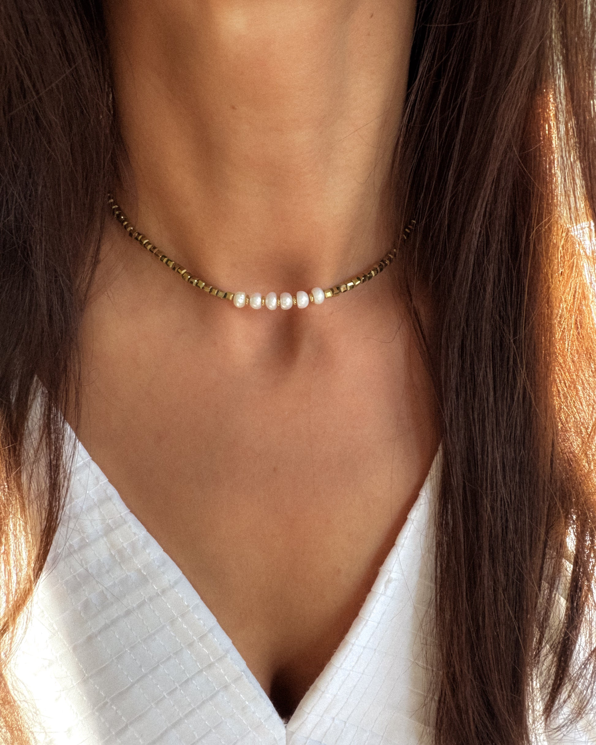 Colier perle naturale hematite Love and Stars Jewels