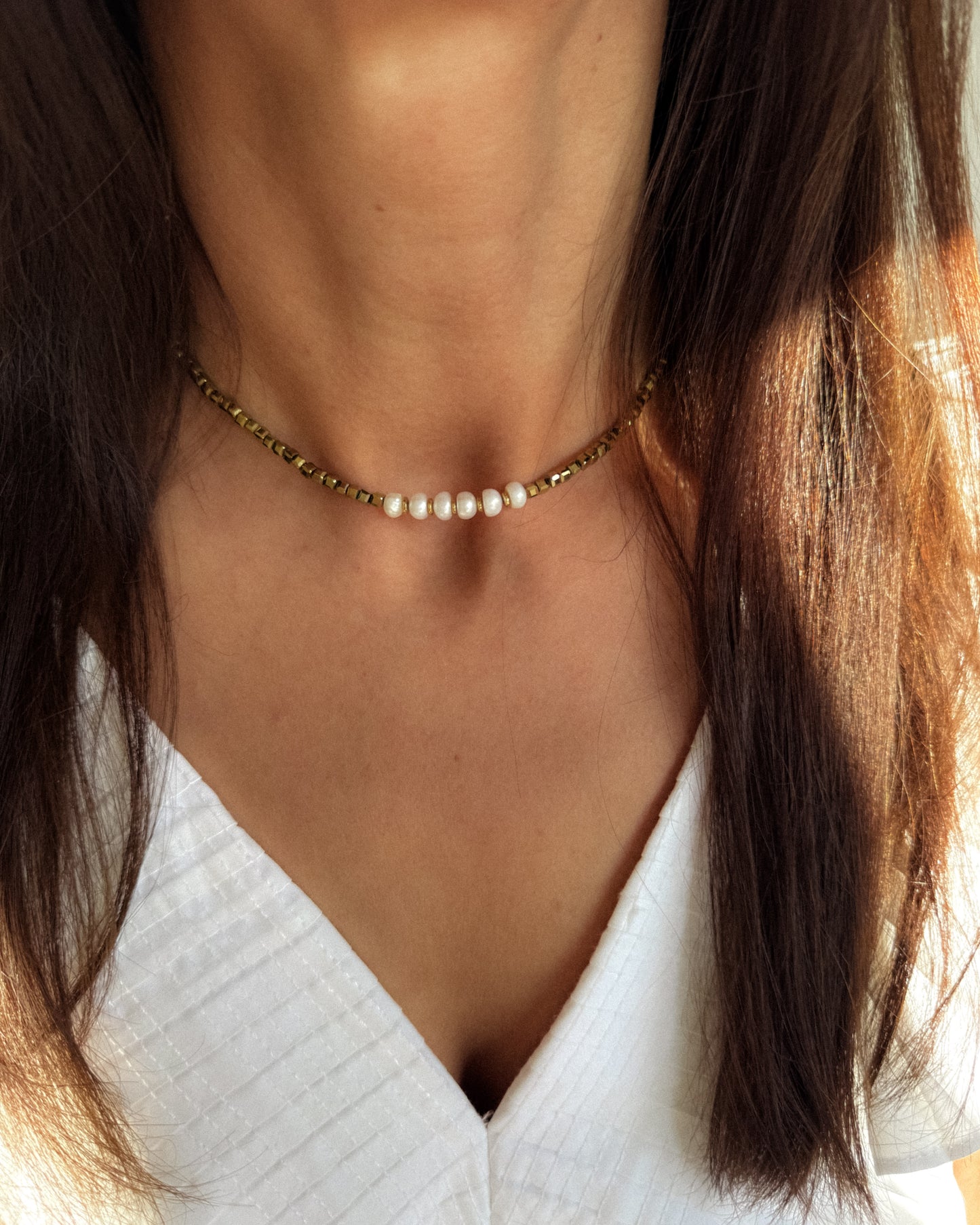 Colier perle naturale hematite Love and Stars Jewels