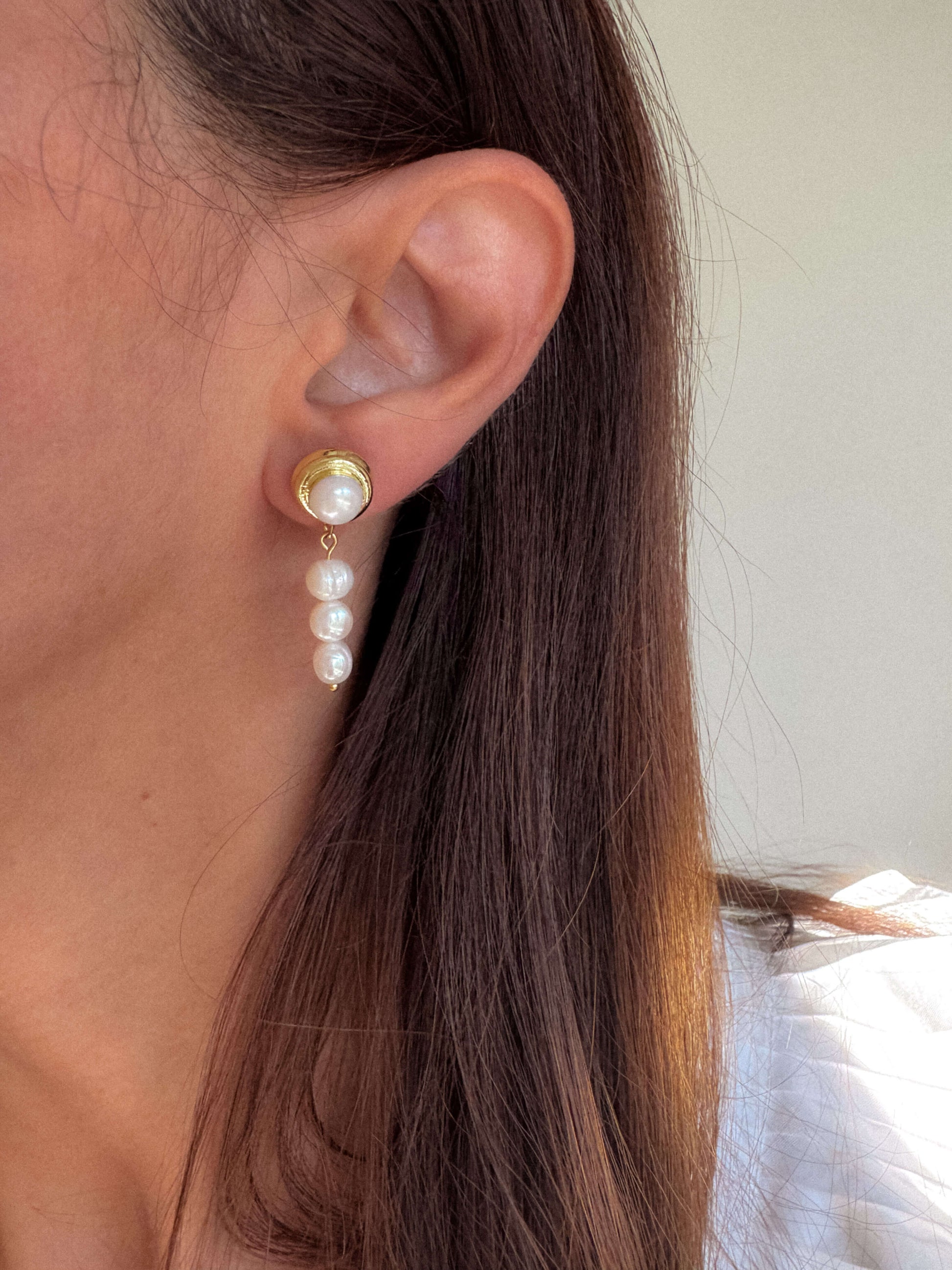 Cercei usori din perle naturale Love and Stars Jewels
