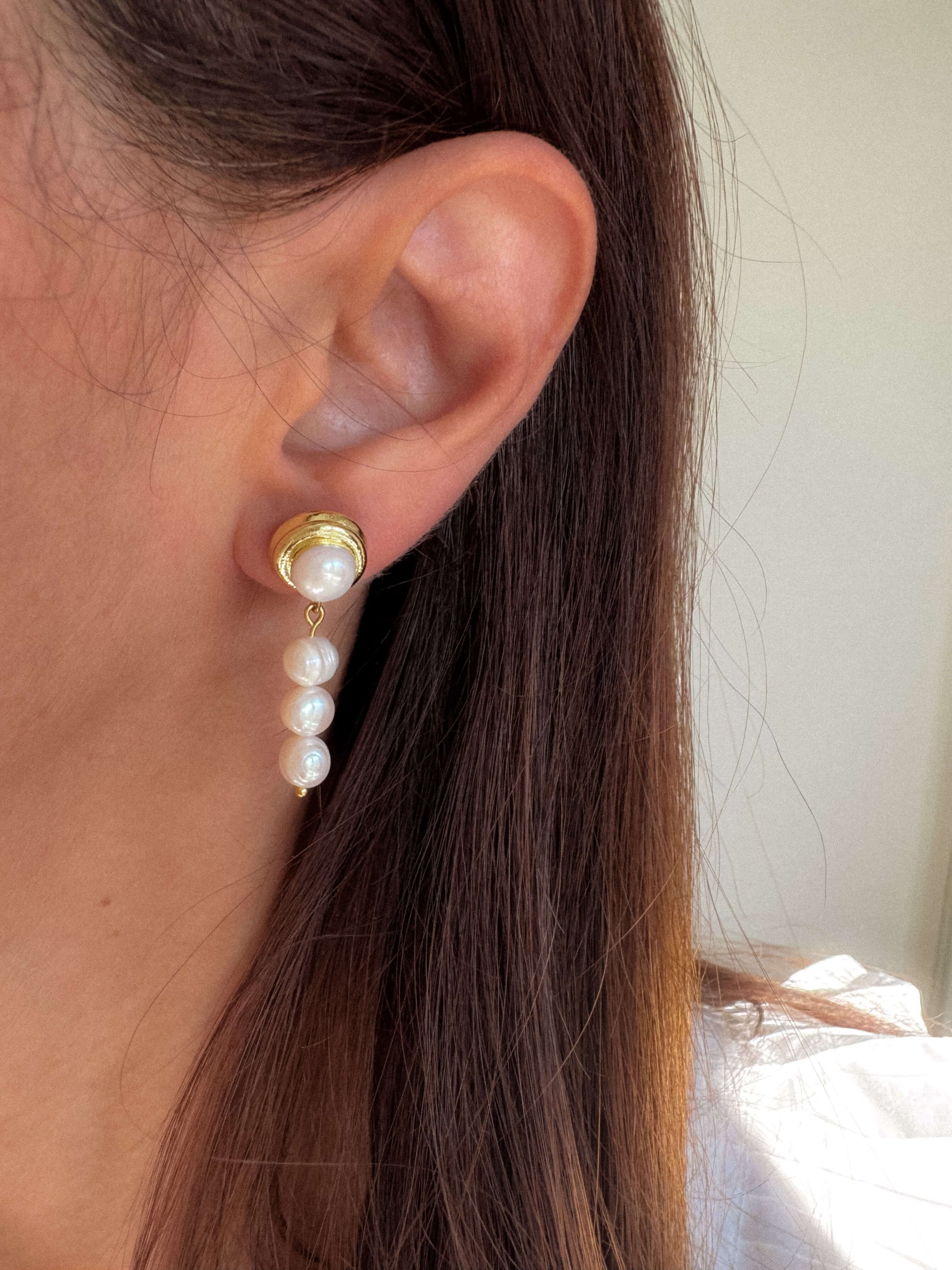 Cercei usori din perle naturale Love and Stars Jewels