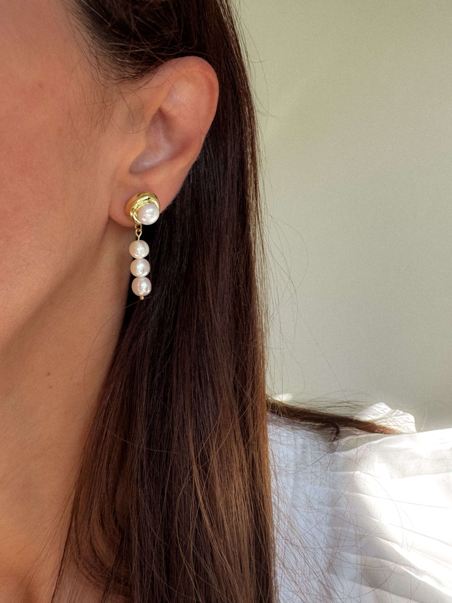 Cercei usori din perle naturale Love and Stars Jewels