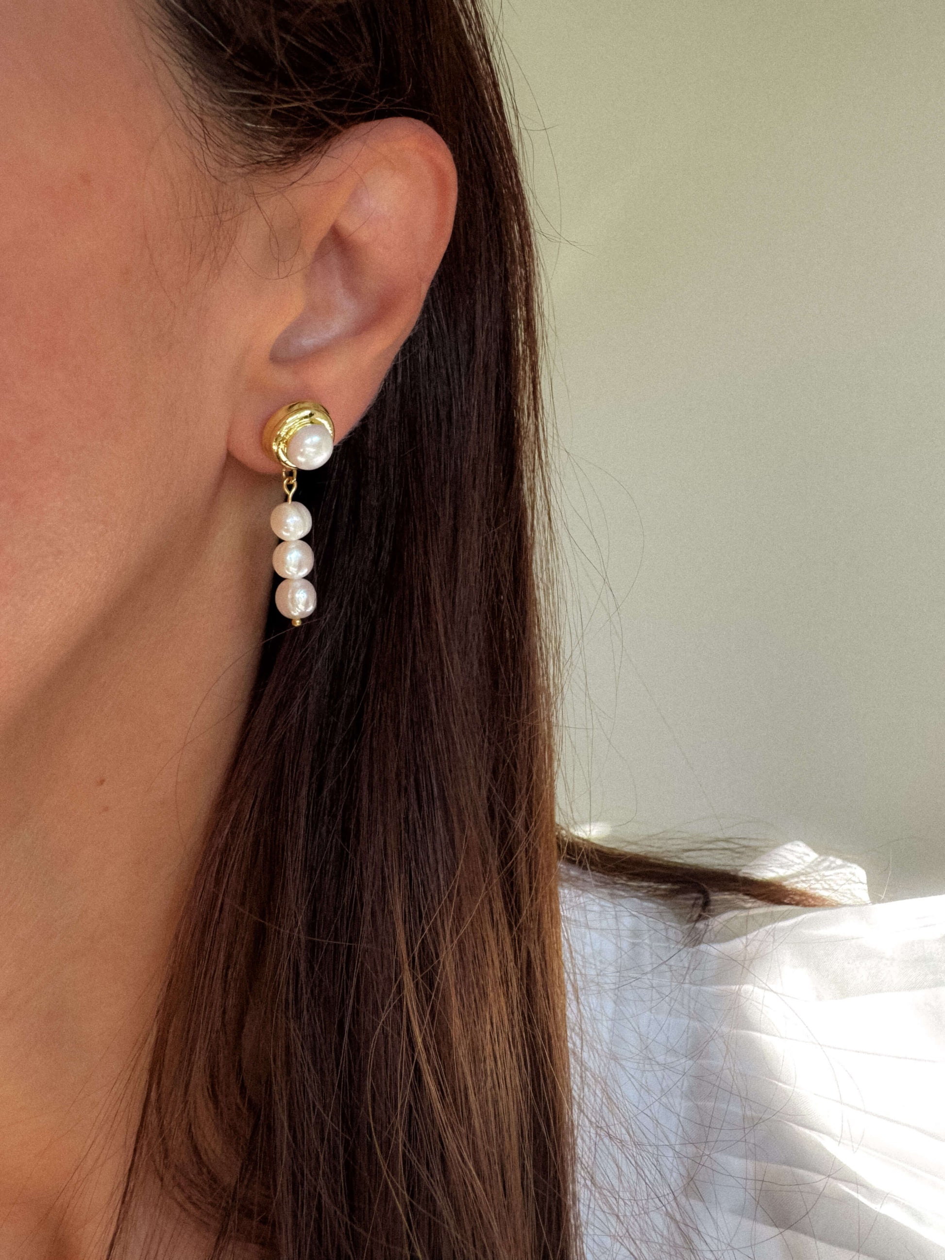Cercei usori din perle naturale Love and Stars Jewels