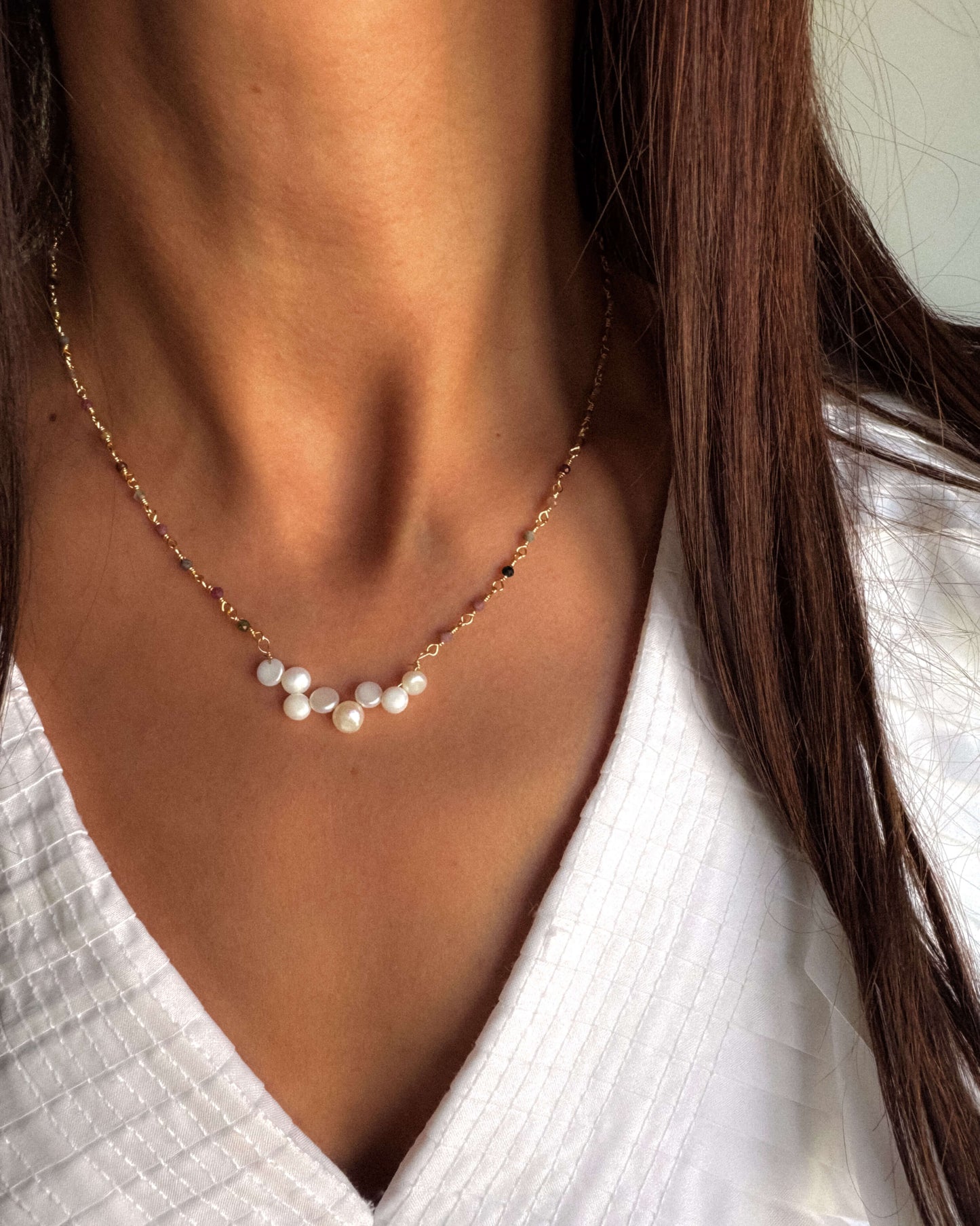 Colier perle naturale turmalina Love and Stars Jewels