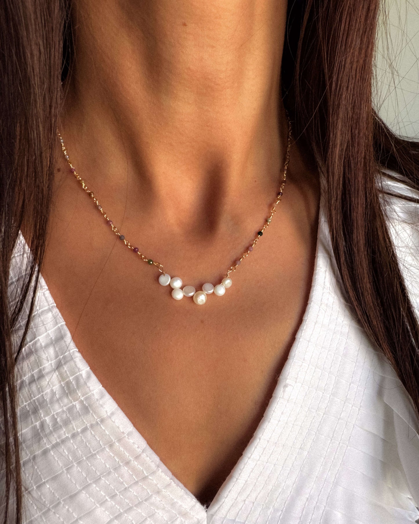 Colier perle naturale turmalina Love and Stars Jewels