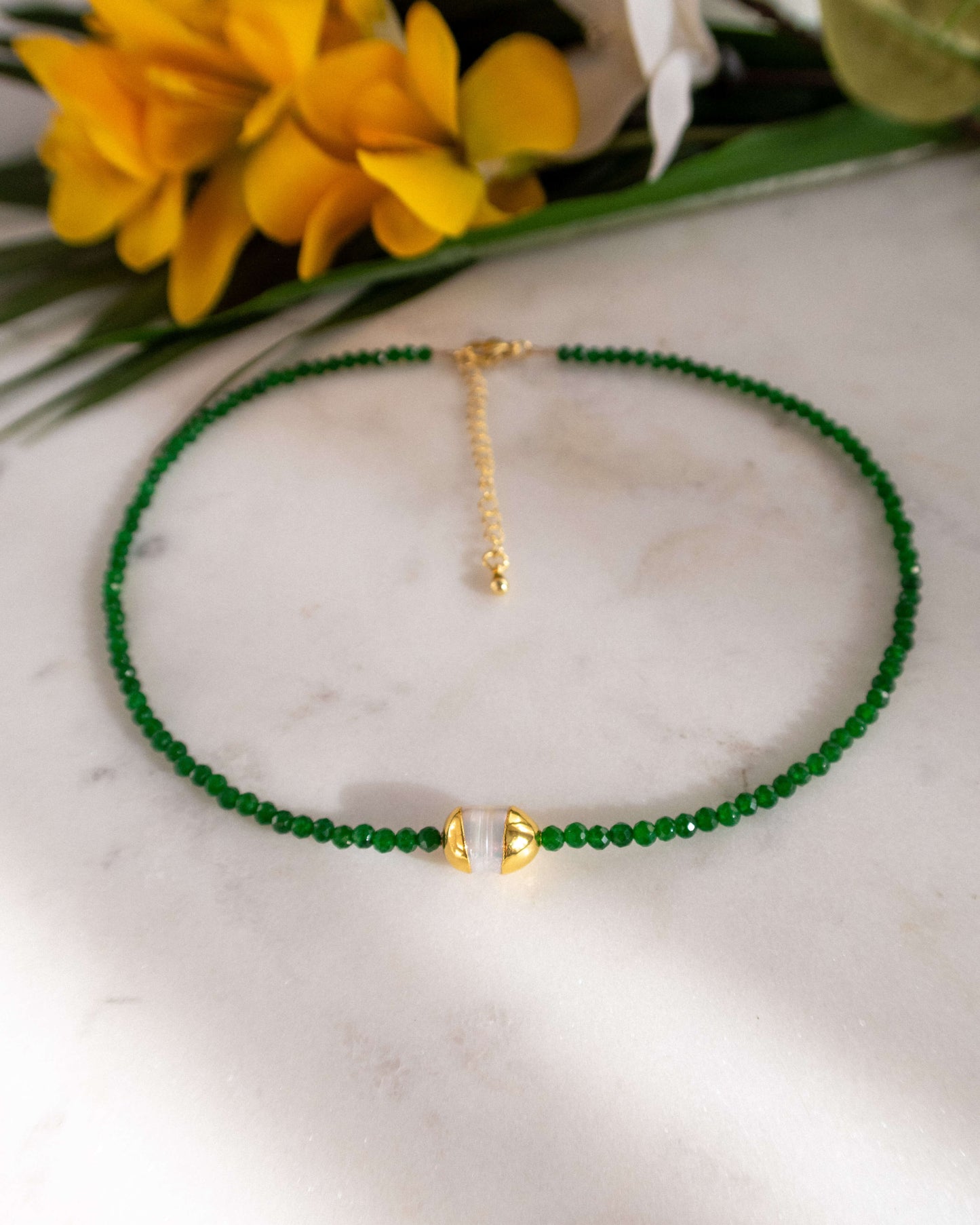Colier verde cu perla naturala Love and Stars Jewels