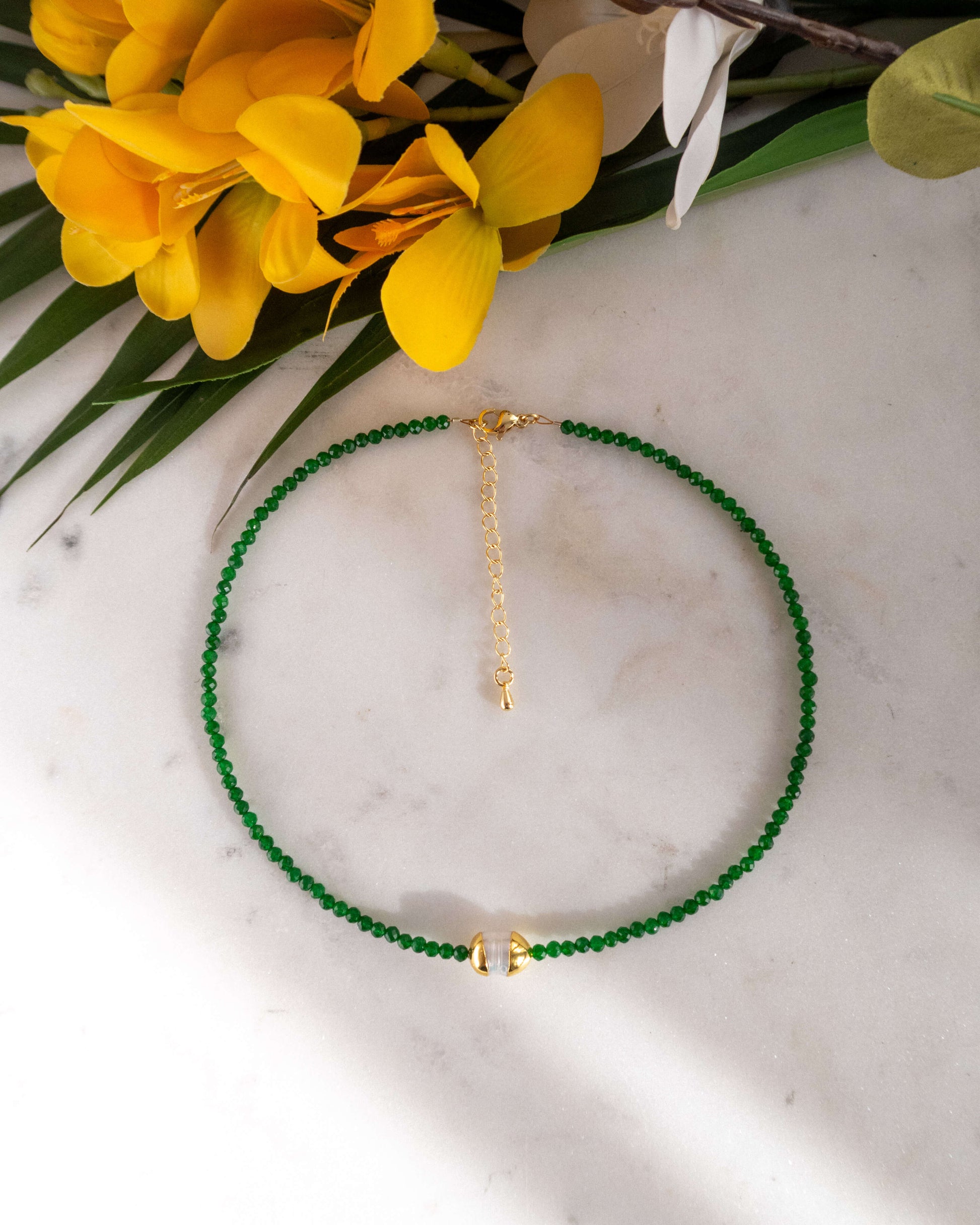 Colier verde cu perla naturala Love and Stars Jewels