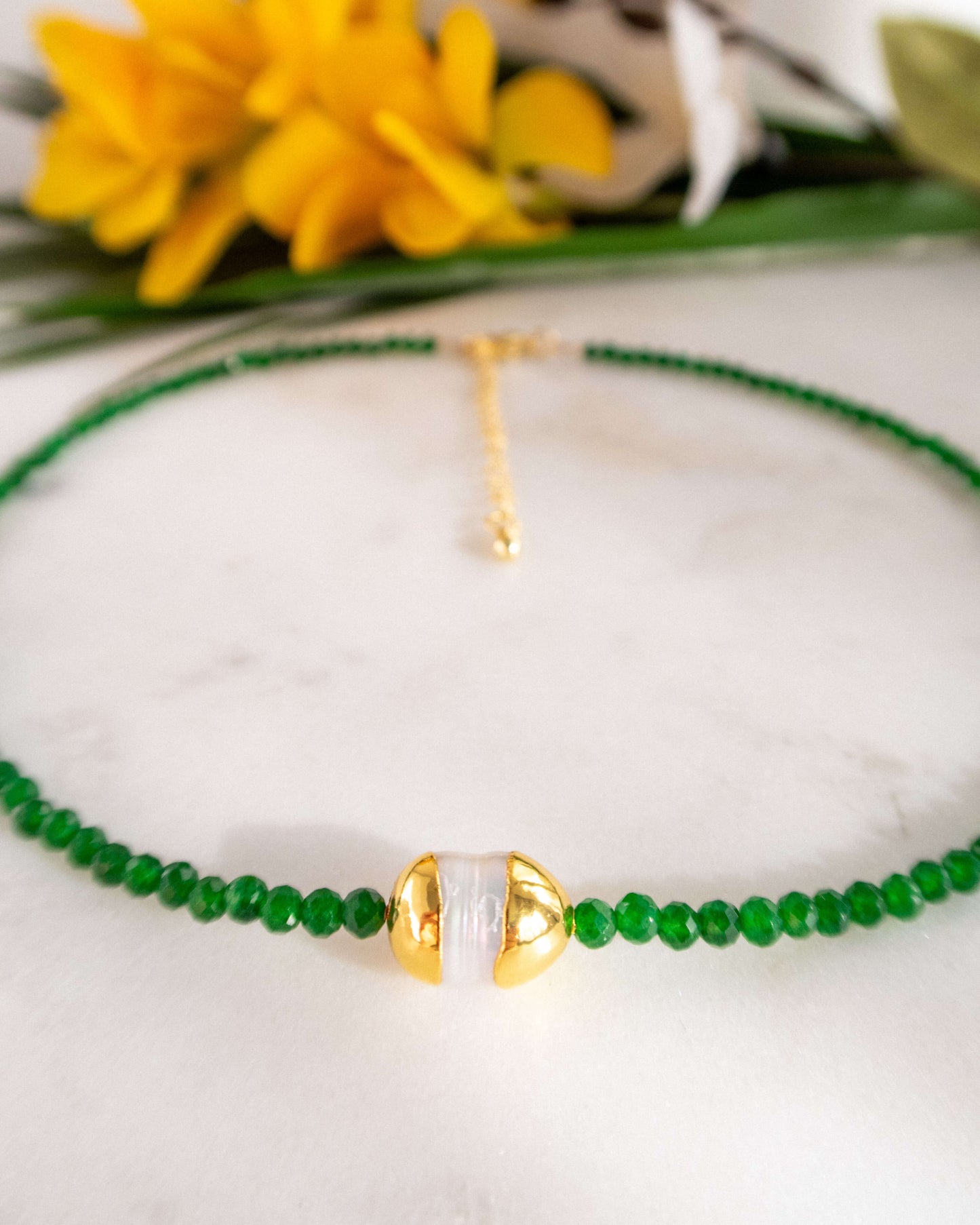Colier verde cu perla naturala Love and Stars Jewels