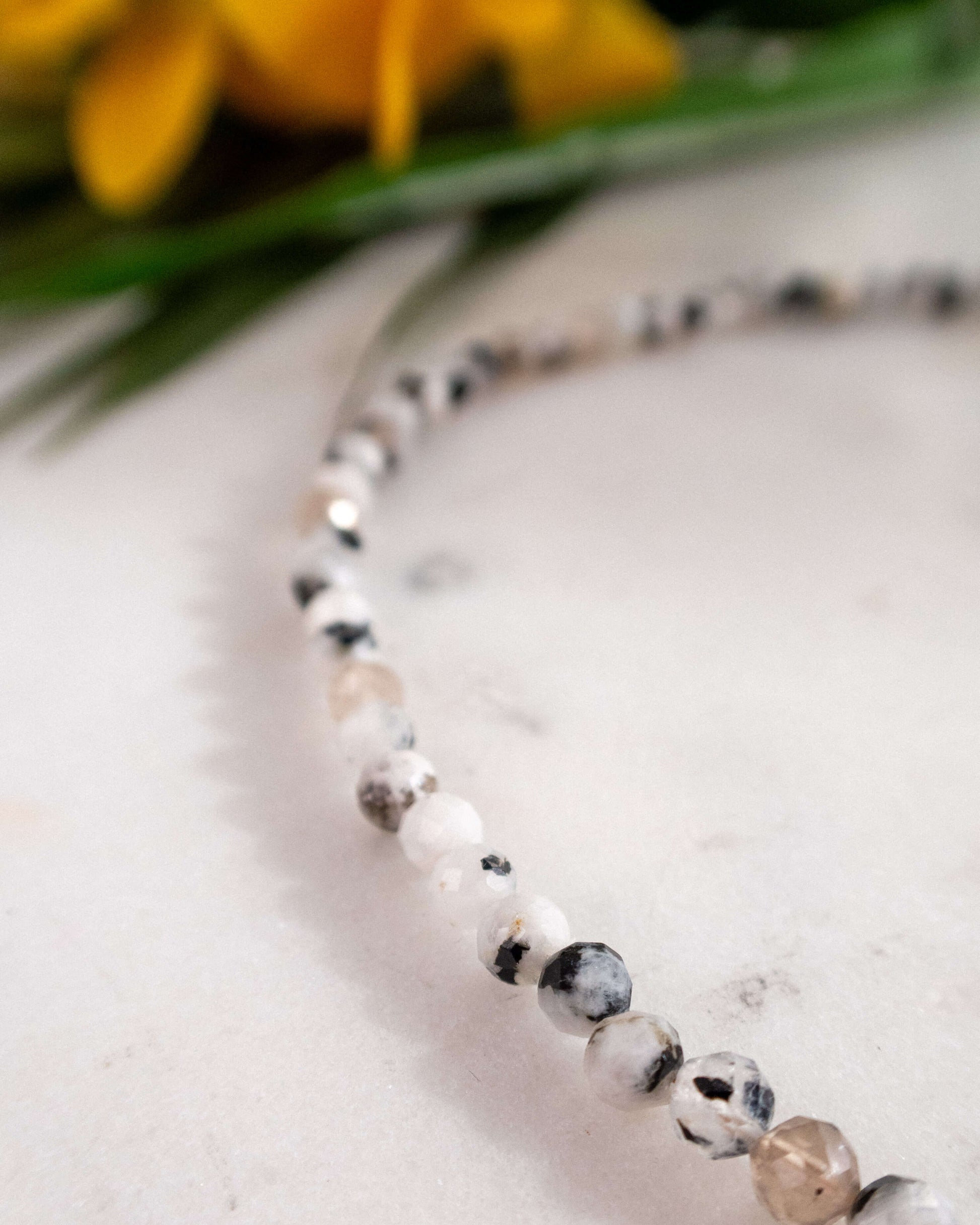 Colier din piatra lunii colier alb negru Love and Stars Jewels