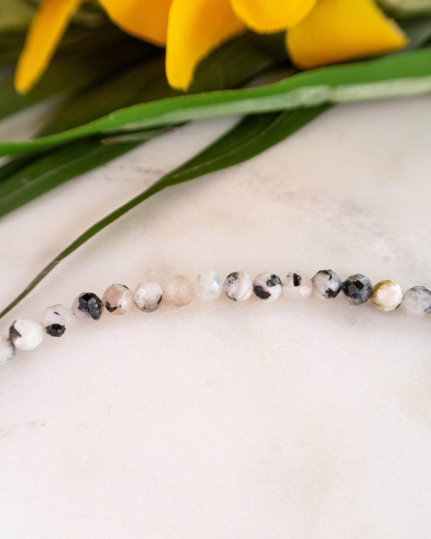Colier din piatra lunii colier alb negru Love and Stars Jewels