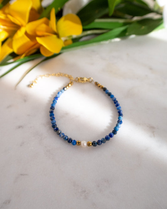 Brățară lapis lazuli perlă naturală