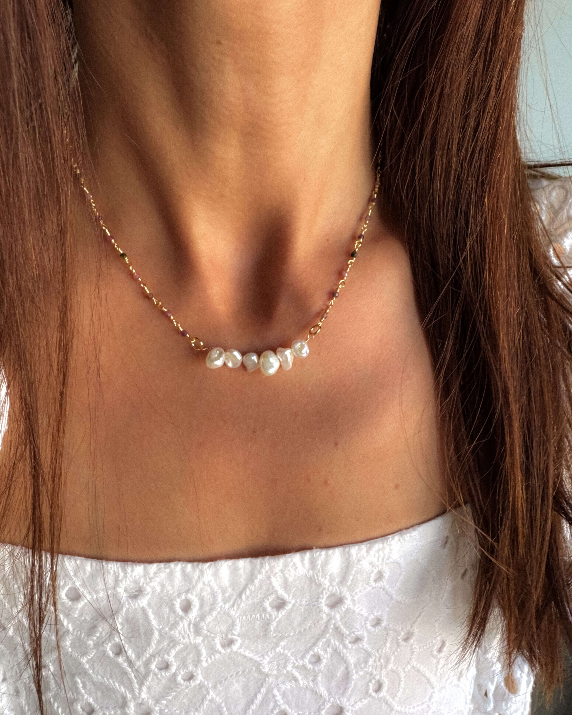Colier perle naturale turmalina Love and Stars Jewels