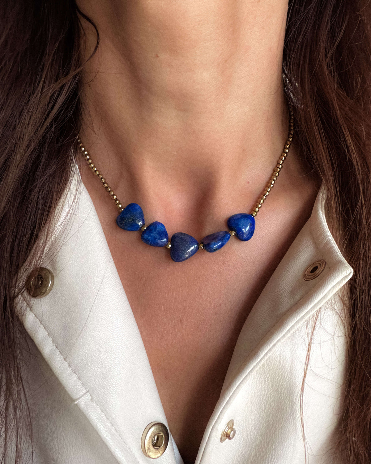 Colier inimi lapis lazuli Love and Stars Jewels