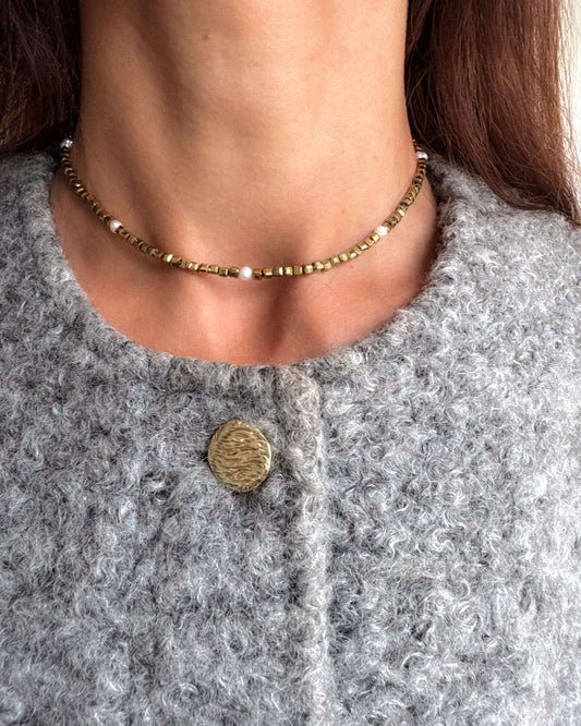 Colier cuburi hematit perle naturale Love and Stars Jewels