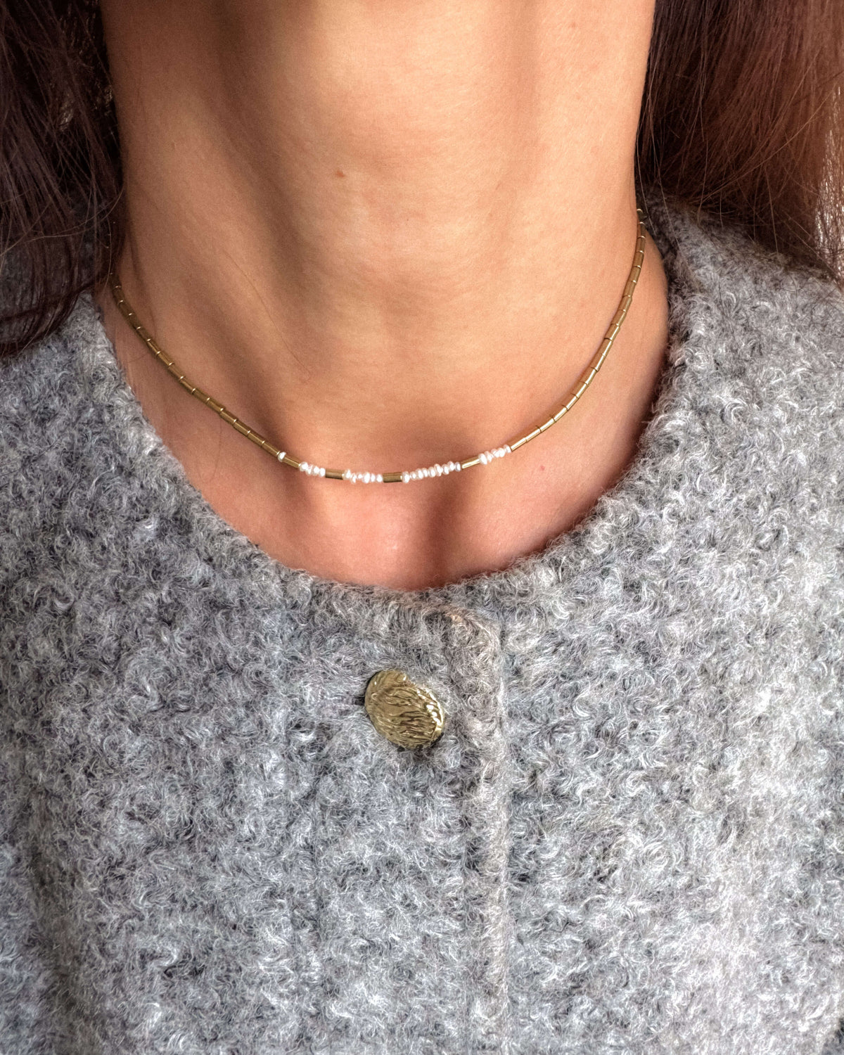 Colier perle naturale mici hematite