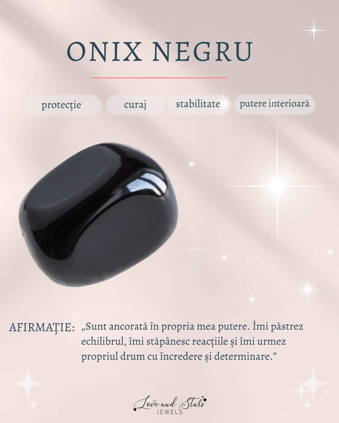 Proprietati spirituale onix negru Love and Stars Jewels