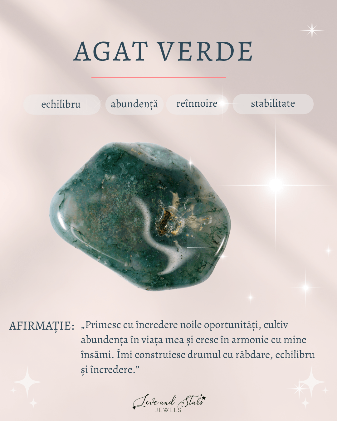 Agat verde proprietati spirituale love and stars jewels