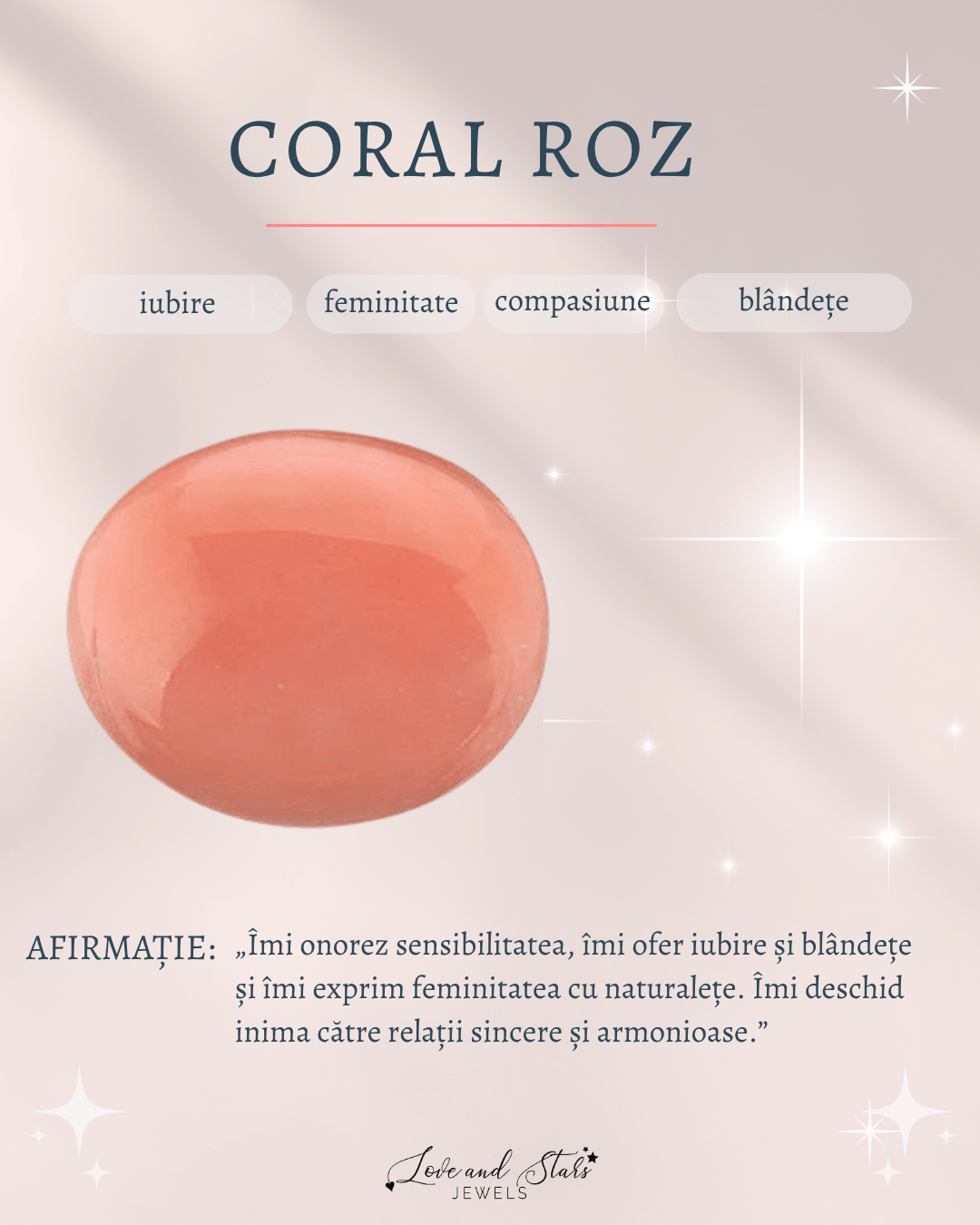 Proprietati spirituale coral roz Love and Stars Jewels