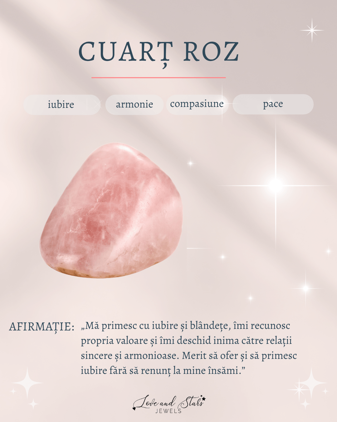 Proprietati spirituale cuart roz Love and Stars Jewels