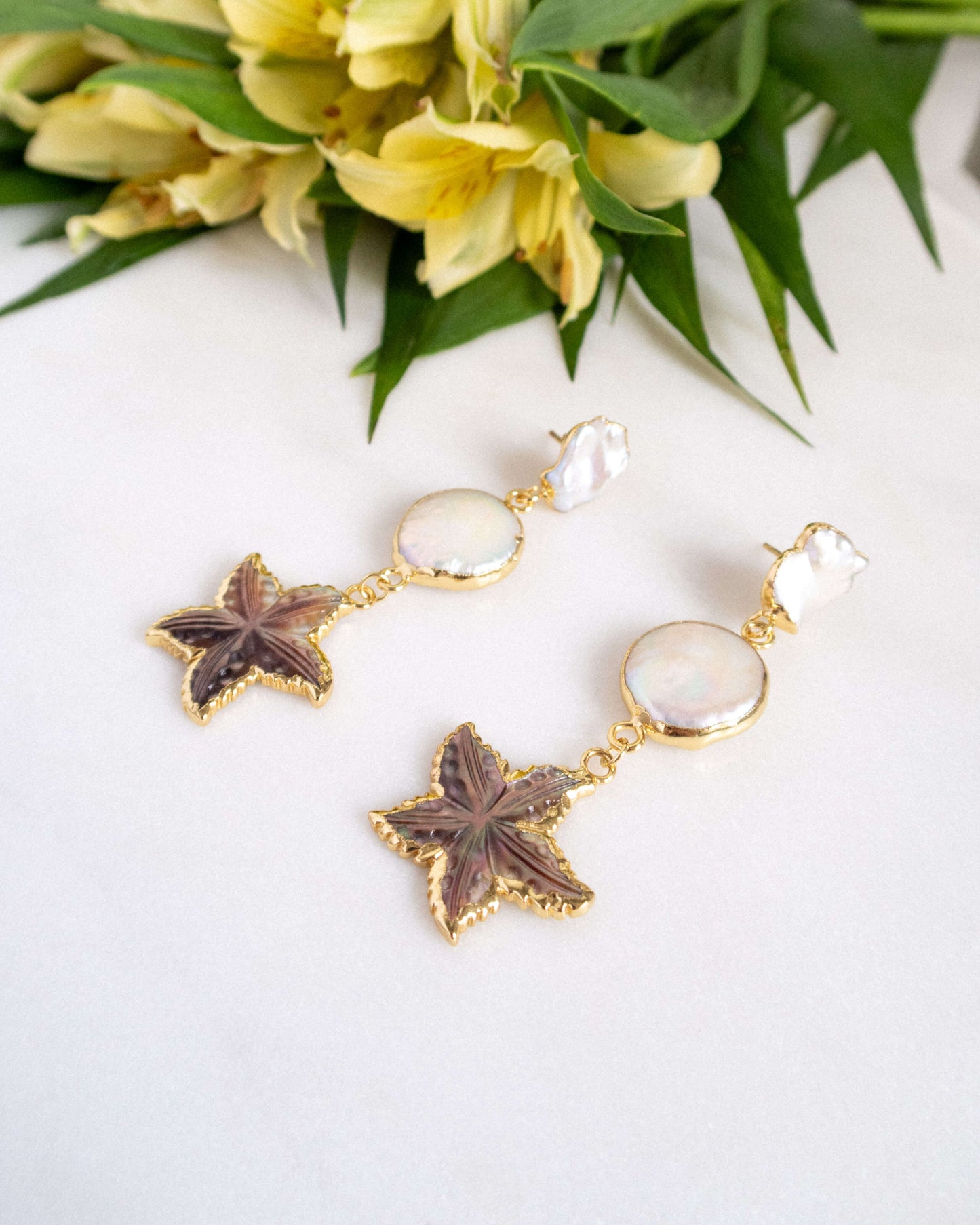 Cercei frumosi perle naturale sidef de scoica Love and Stars Jewels