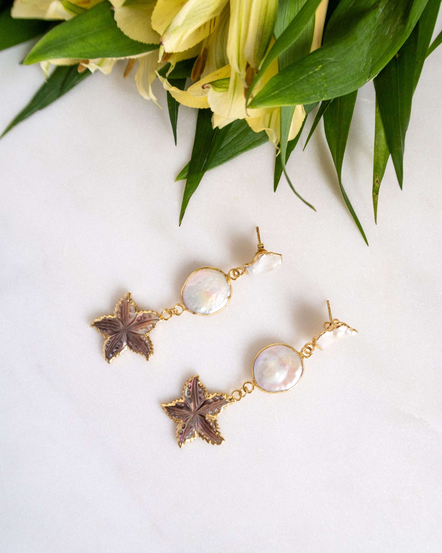 Cercei frumosi perle naturale sidef de scoica Love and Stars Jewels