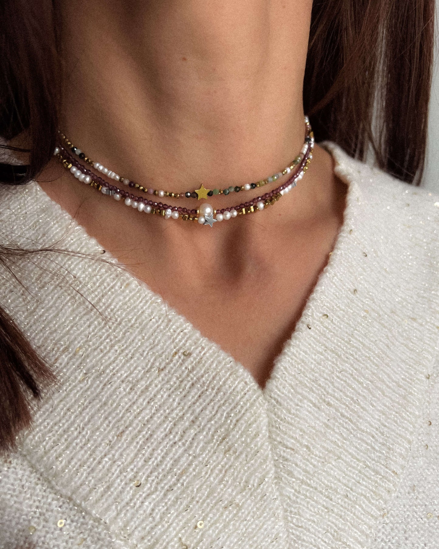 Colier turmalina perle colier finut pentru cadou Love and Stars Jewels