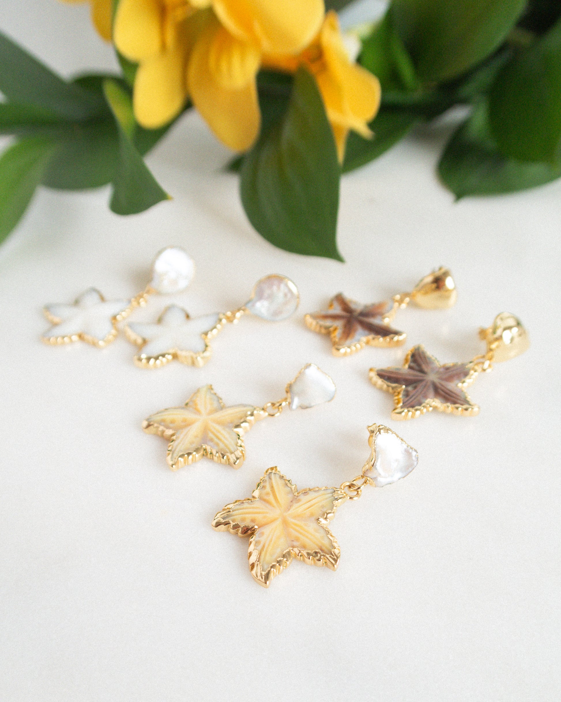 Cercei foarte usori cu stele perle naturale Love and Stars Jewels