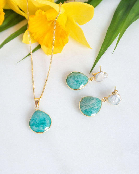 Amazonite RENATA earrings and necklace set