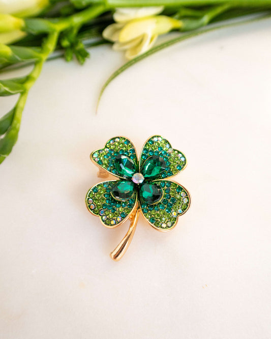 Broșă trifoi cadou de martisor love and stars jewels