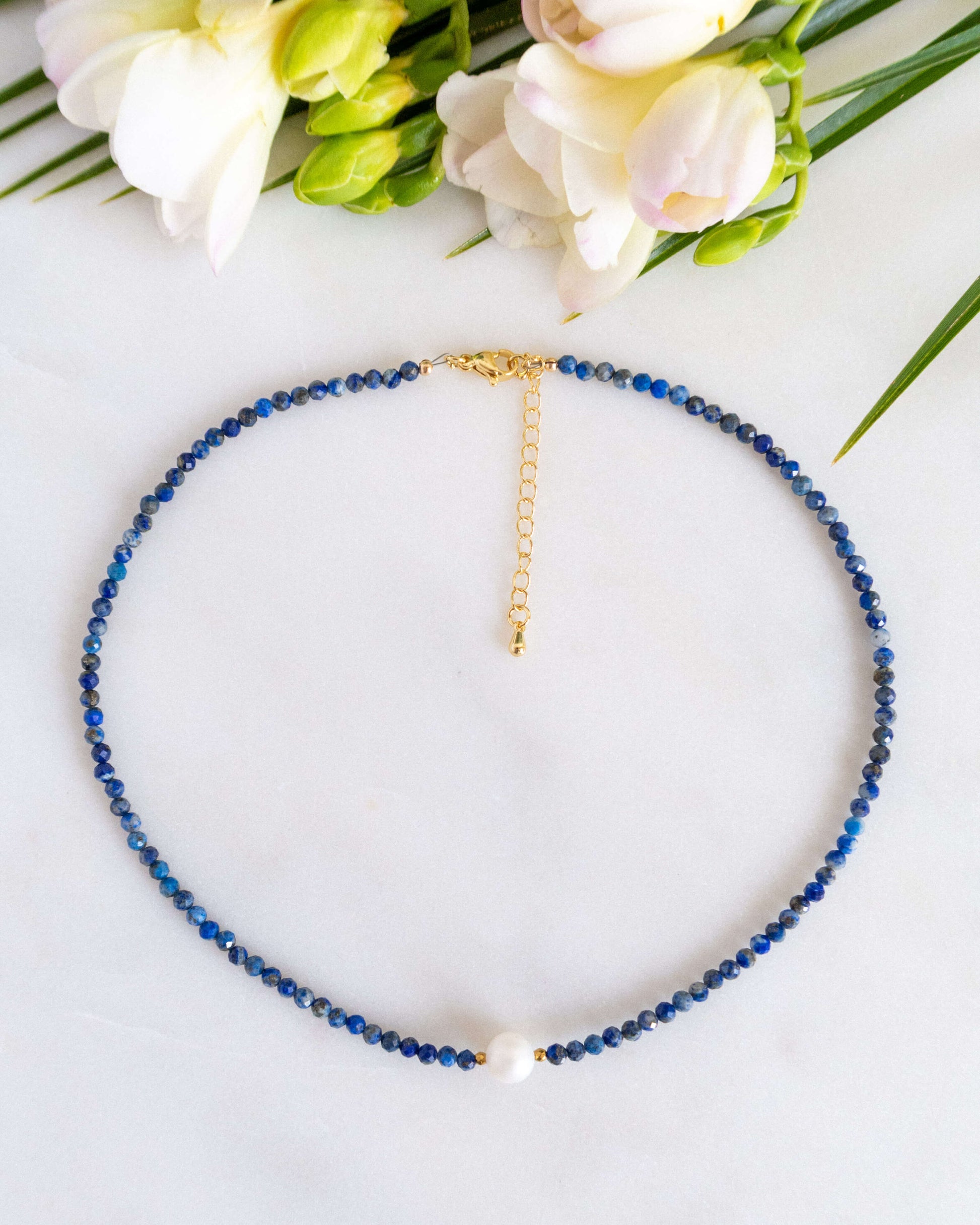 Colier lapis lazuli perla naturala love and stars jewels