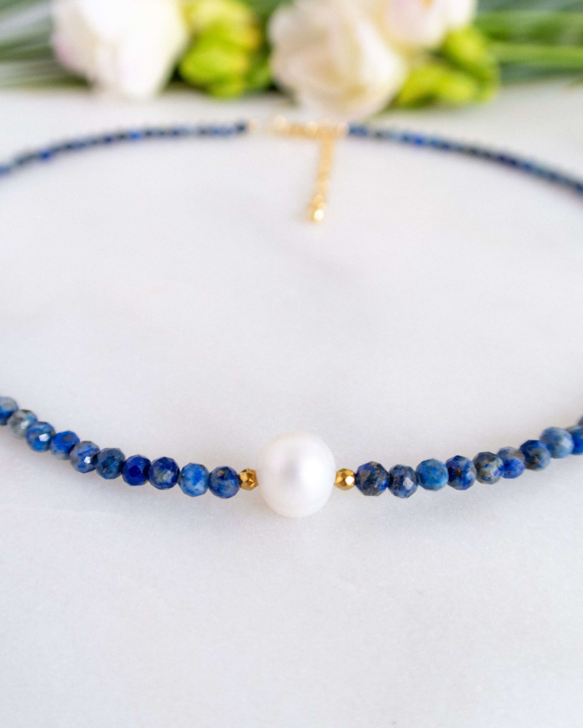 Colier lapis lazuli perla naturala love and stars jewels