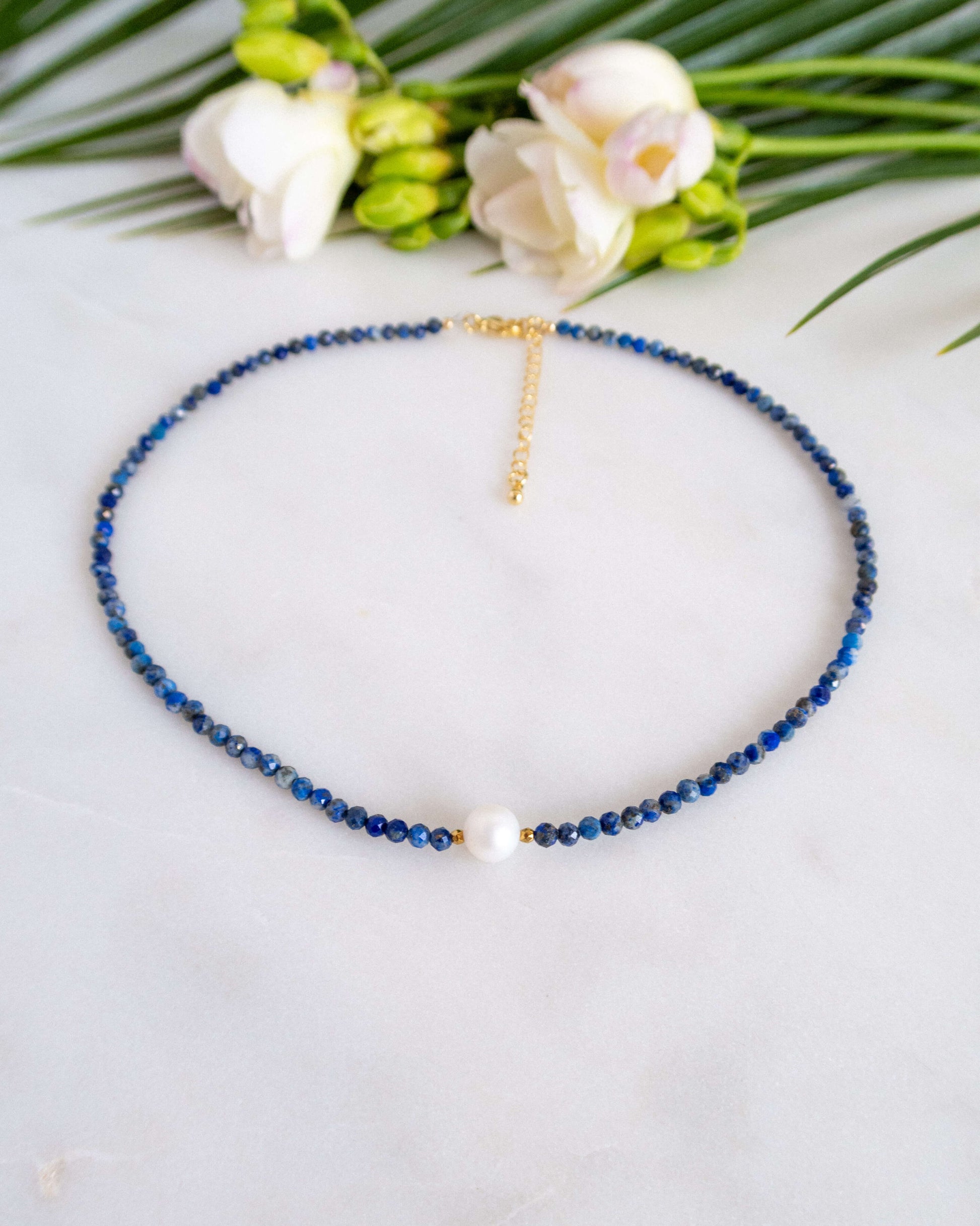 Colier lapis lazuli perla naturala love and stars jewels