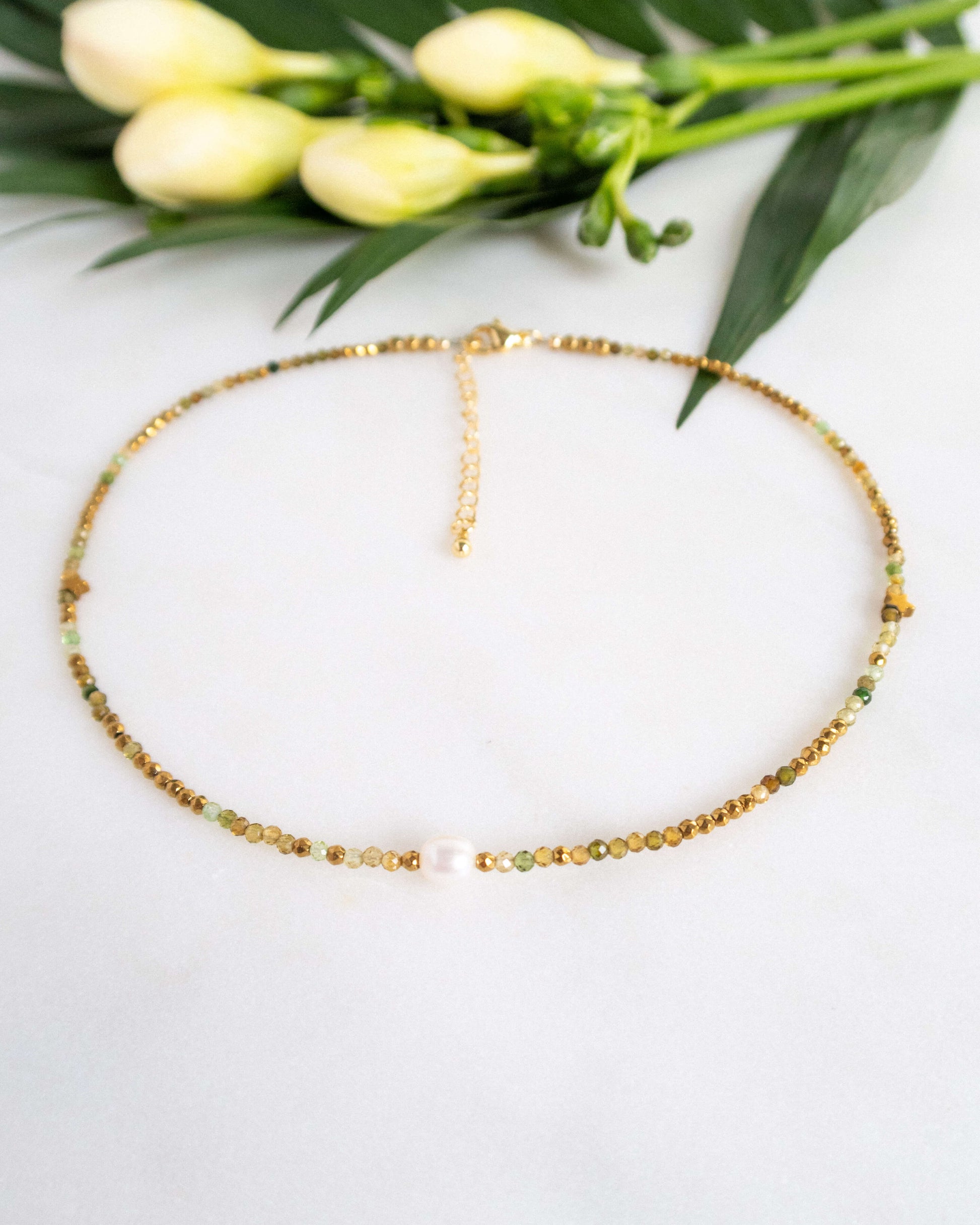 Colier turmalina verde perla naturala colier finut cadou love and stars jewels