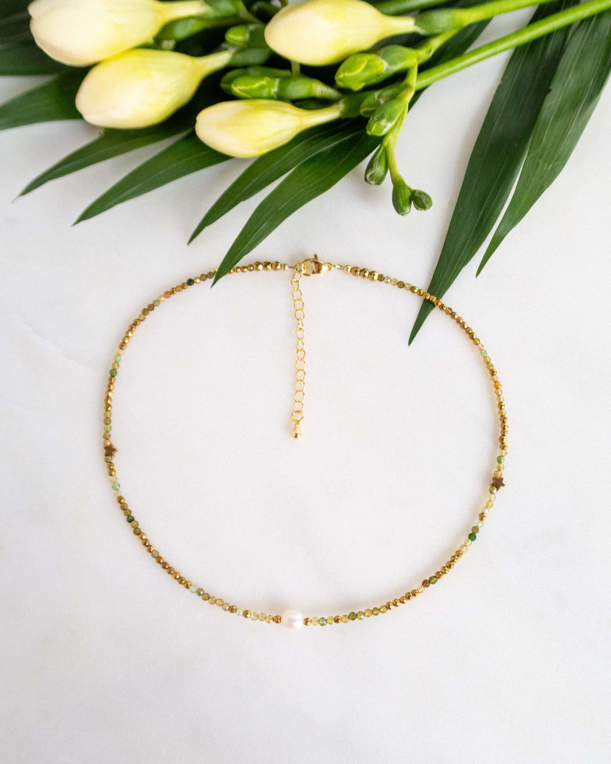 Colier turmalina verde perla naturala colier finut cadou love and stars jewels