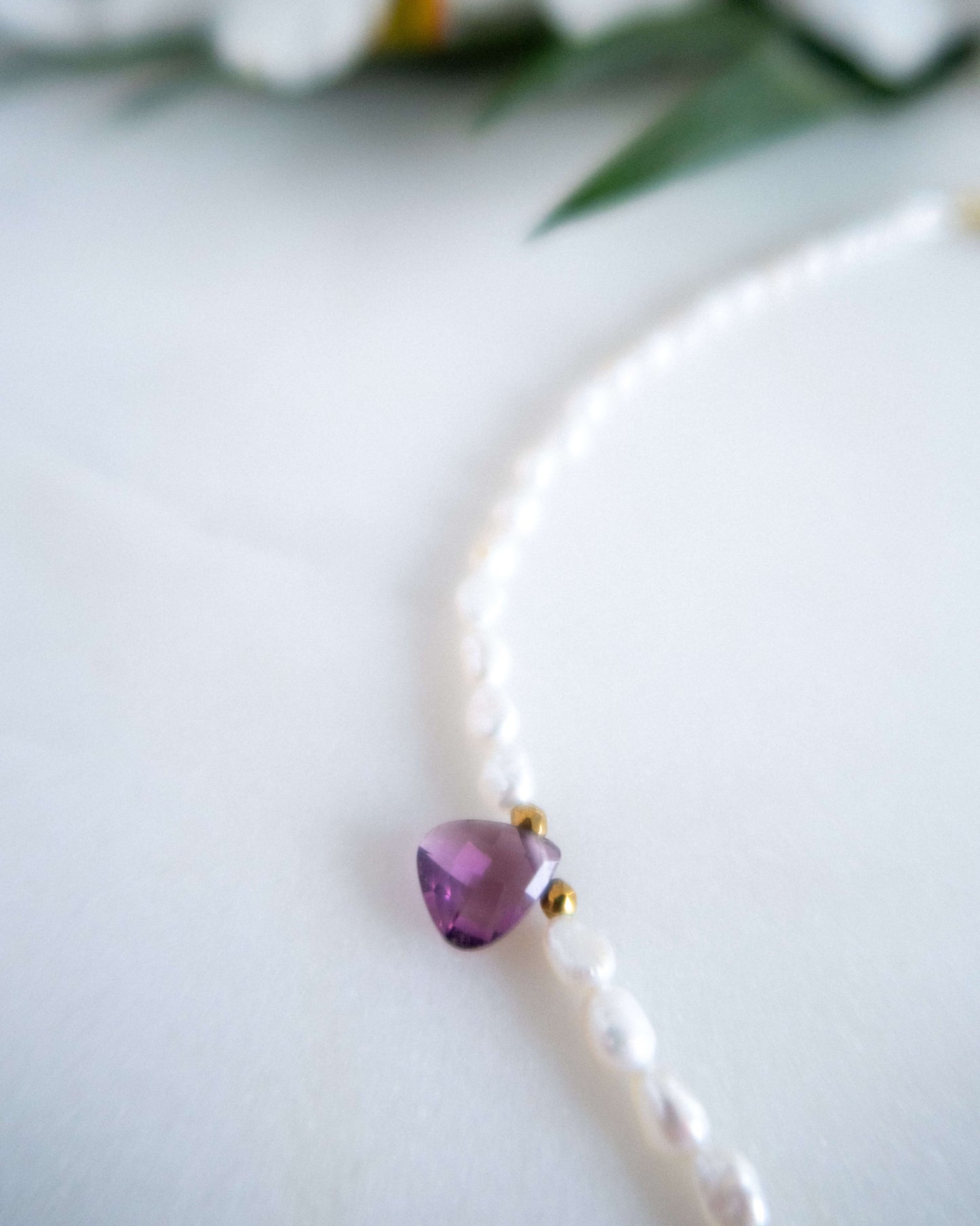 Colier perle naturale briolete ametist