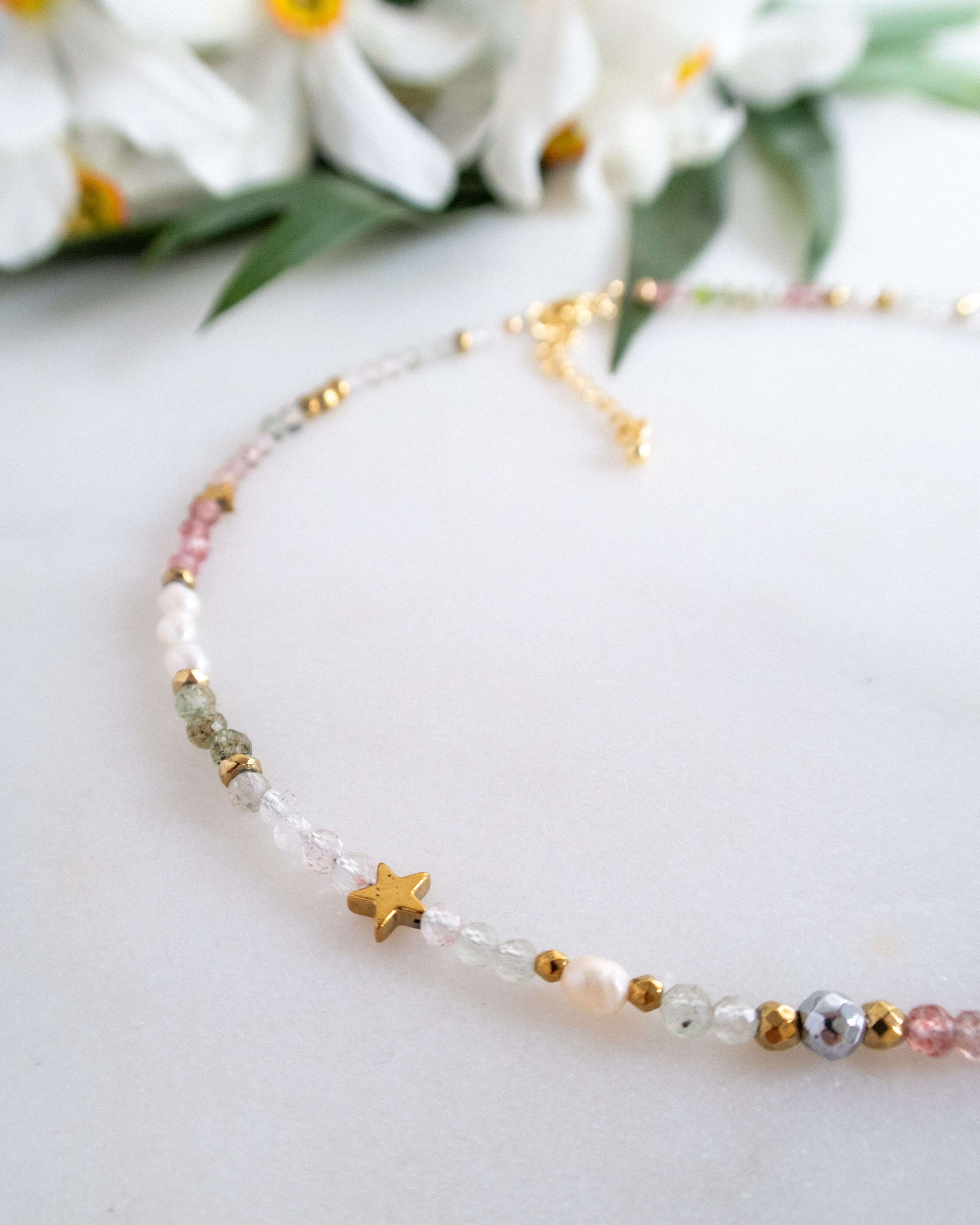 Colier pentru vara colier cuart perle naturale love and stars jewels