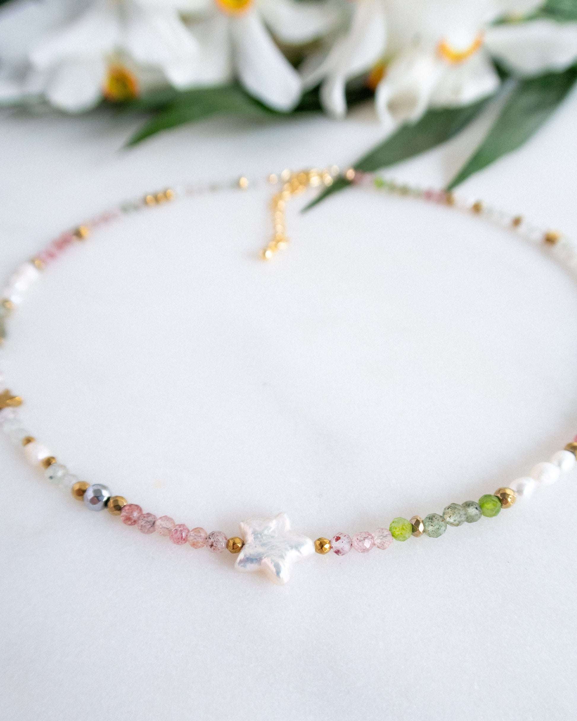 Colier pentru vara colier cuart perle naturale love and stars jewels