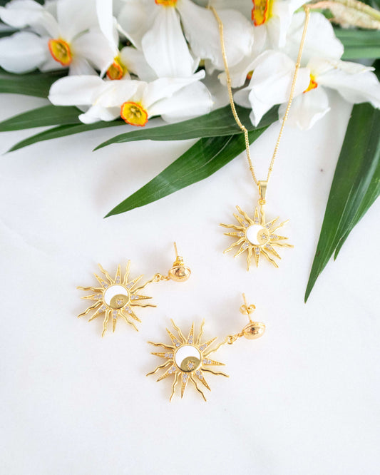 set bijuterii cercei si colier soare love and stars jewels